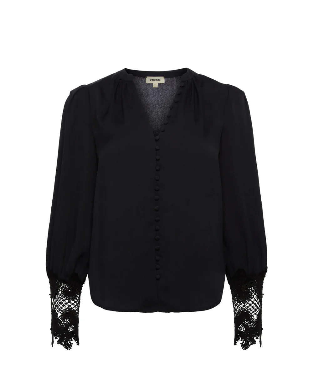 AVA LACE CUFF BLOUSE / BLACK - Image 5