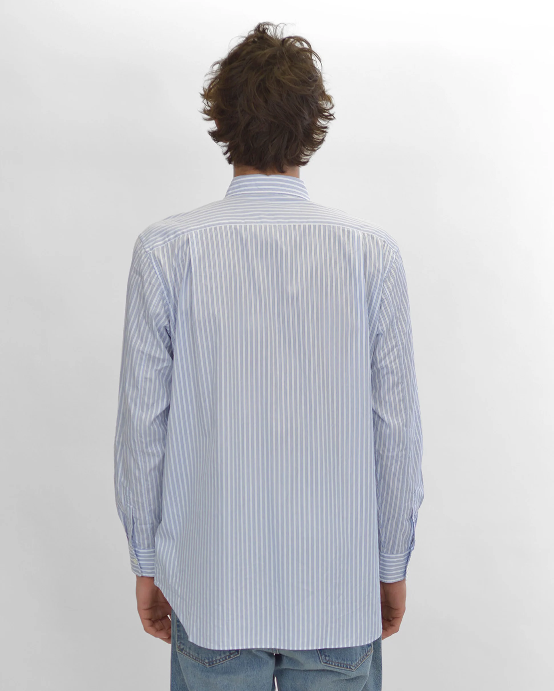 B020 UNISEX BLACK HEART STRIPE SHIRT / BLUE BLACK STRIPE - Image 4
