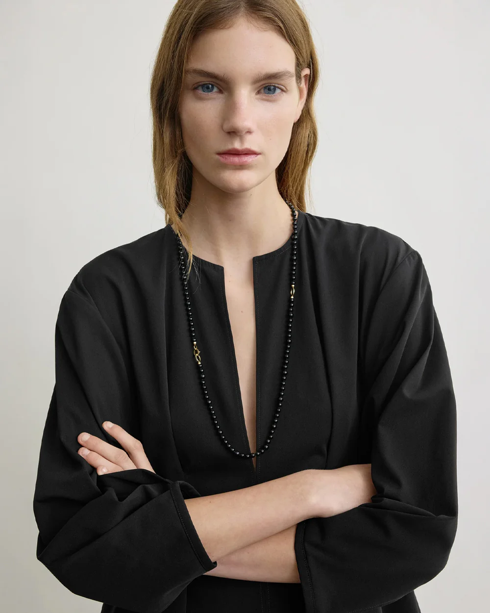 BALLOON SLEEVE COTTON DRESS / BLACK - Image 2
