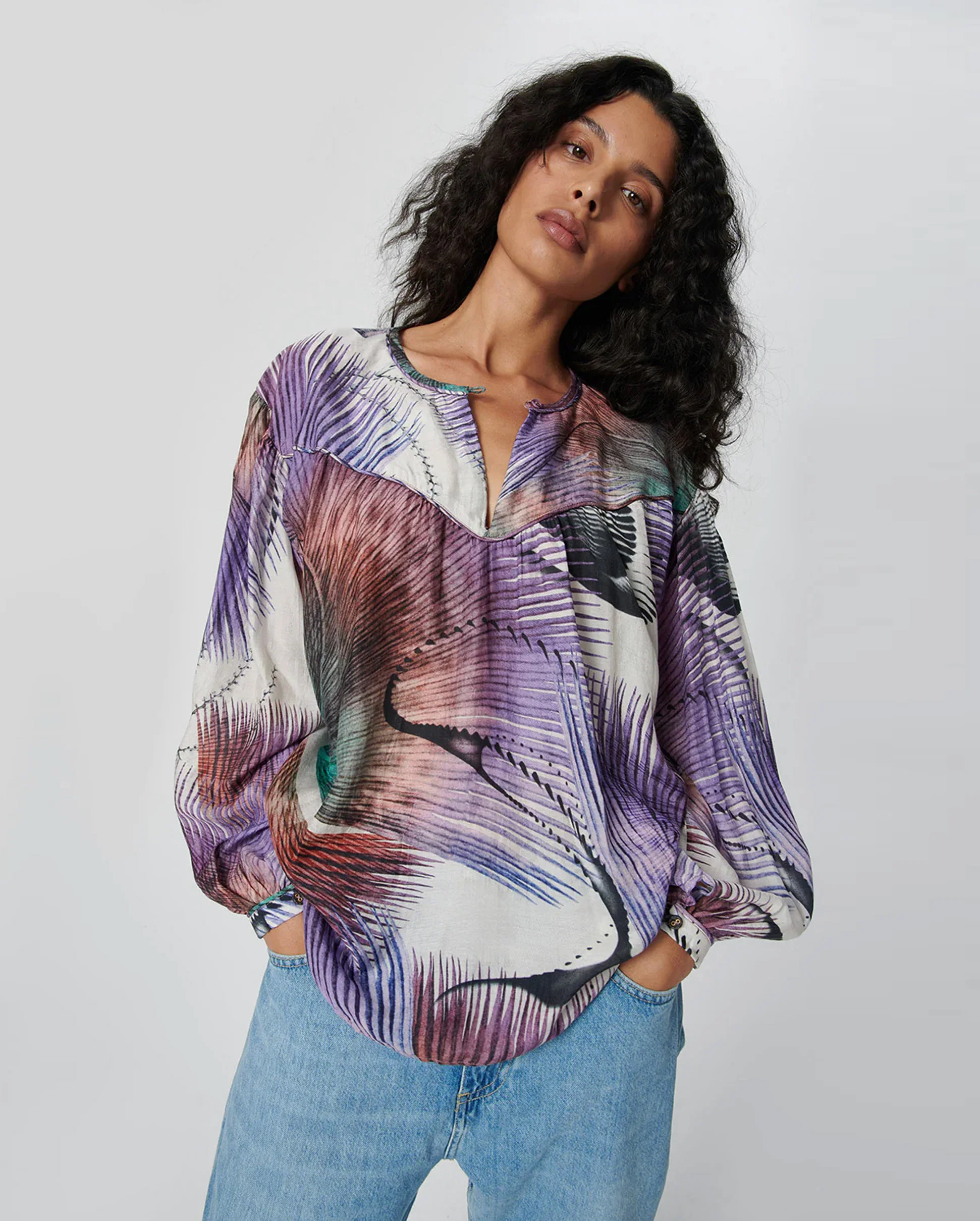 BAMBOO BLOUSE / PALM DYE LILAC - Image 5