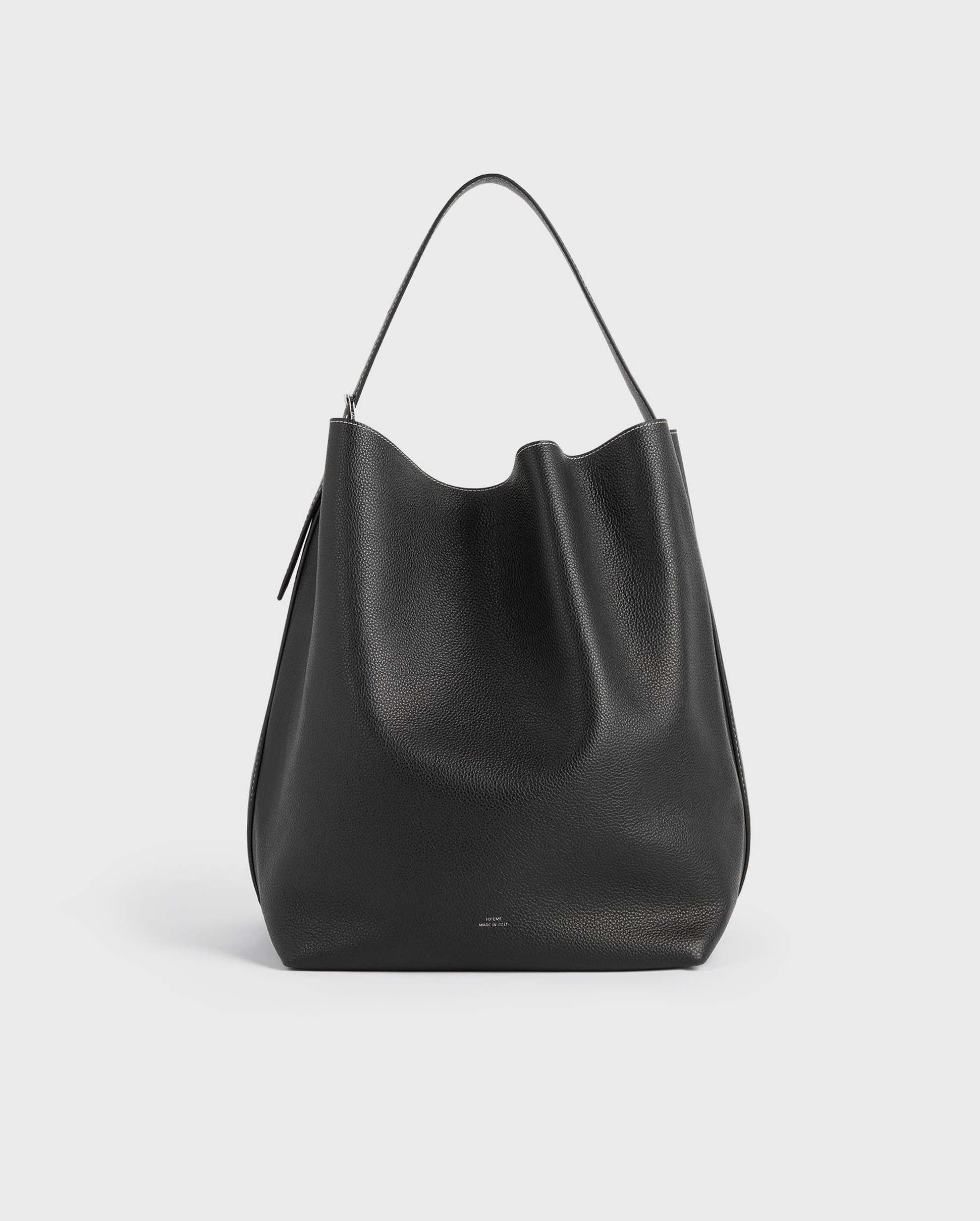 BELTED GRAINED LEATHER TOTE / BLACK - Image 2