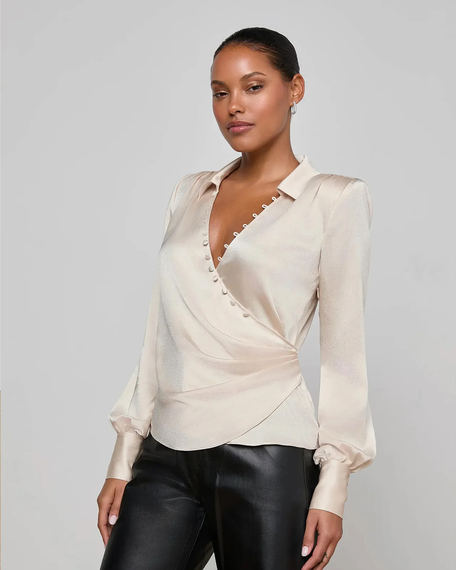 BERNICE WRAP BLOUSE / CHAMPAGNE - Image 6