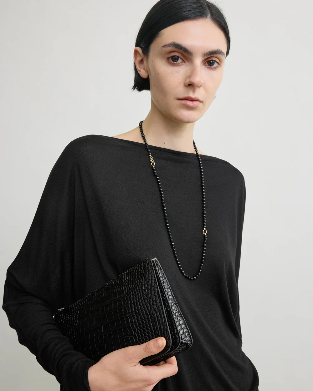 BOATNECK JERSEY TOP / BLACK - Image 2