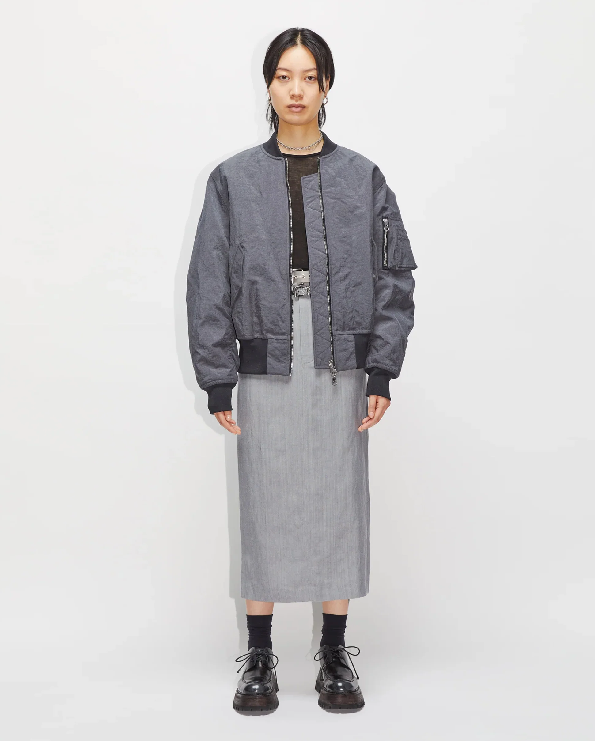 UNISEX BOMBER JACKET / BLUE GREY - Image 5