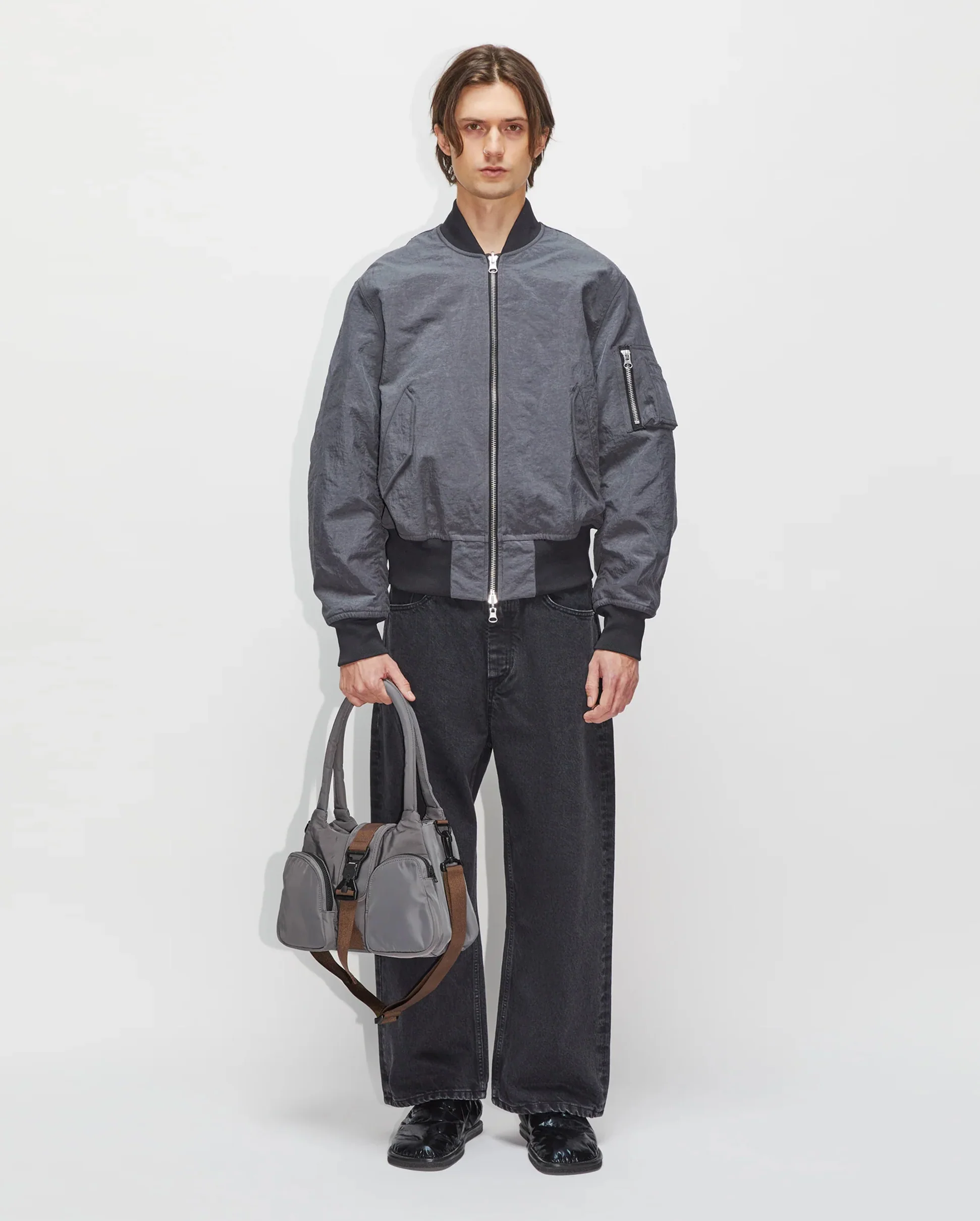 UNISEX BOMBER JACKET / BLUE GREY - Image 9
