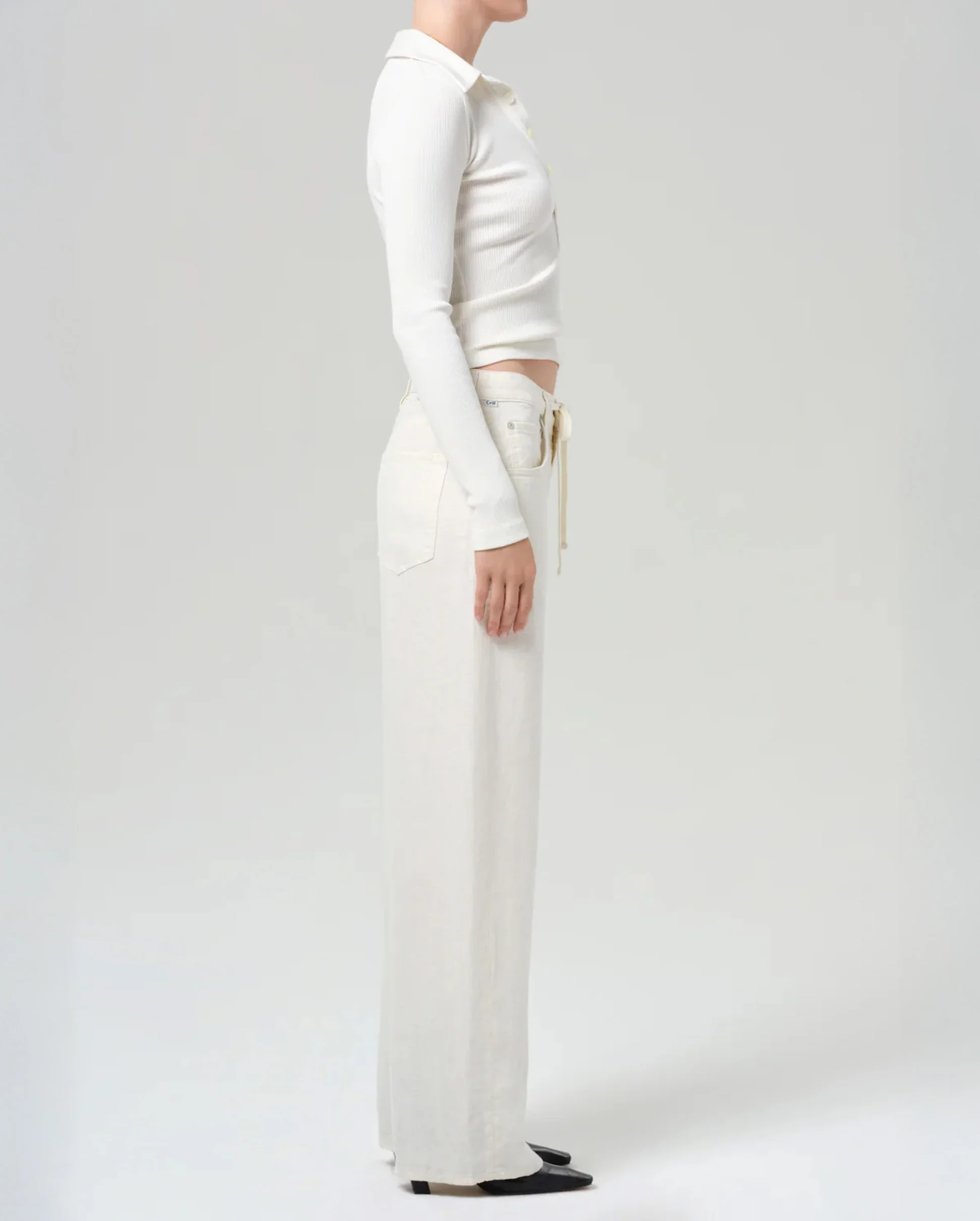 BRYNN DRAWSTRING TROUSER IN LINEN / VANILLA - Image 4