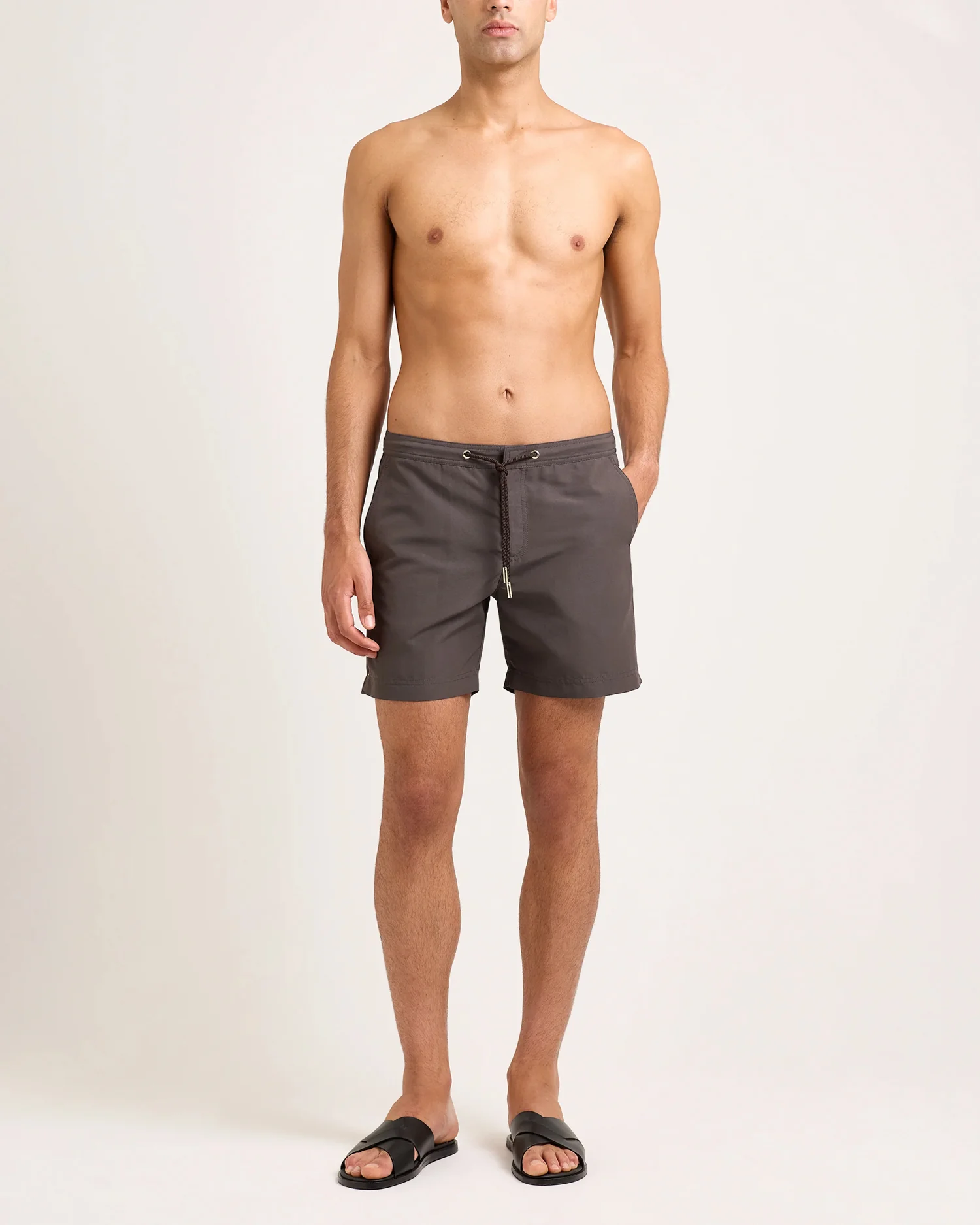 BULLDOG DRAWCORD MID-LENGTH SWIM SHORTS / MOREL BROWN - Image 3