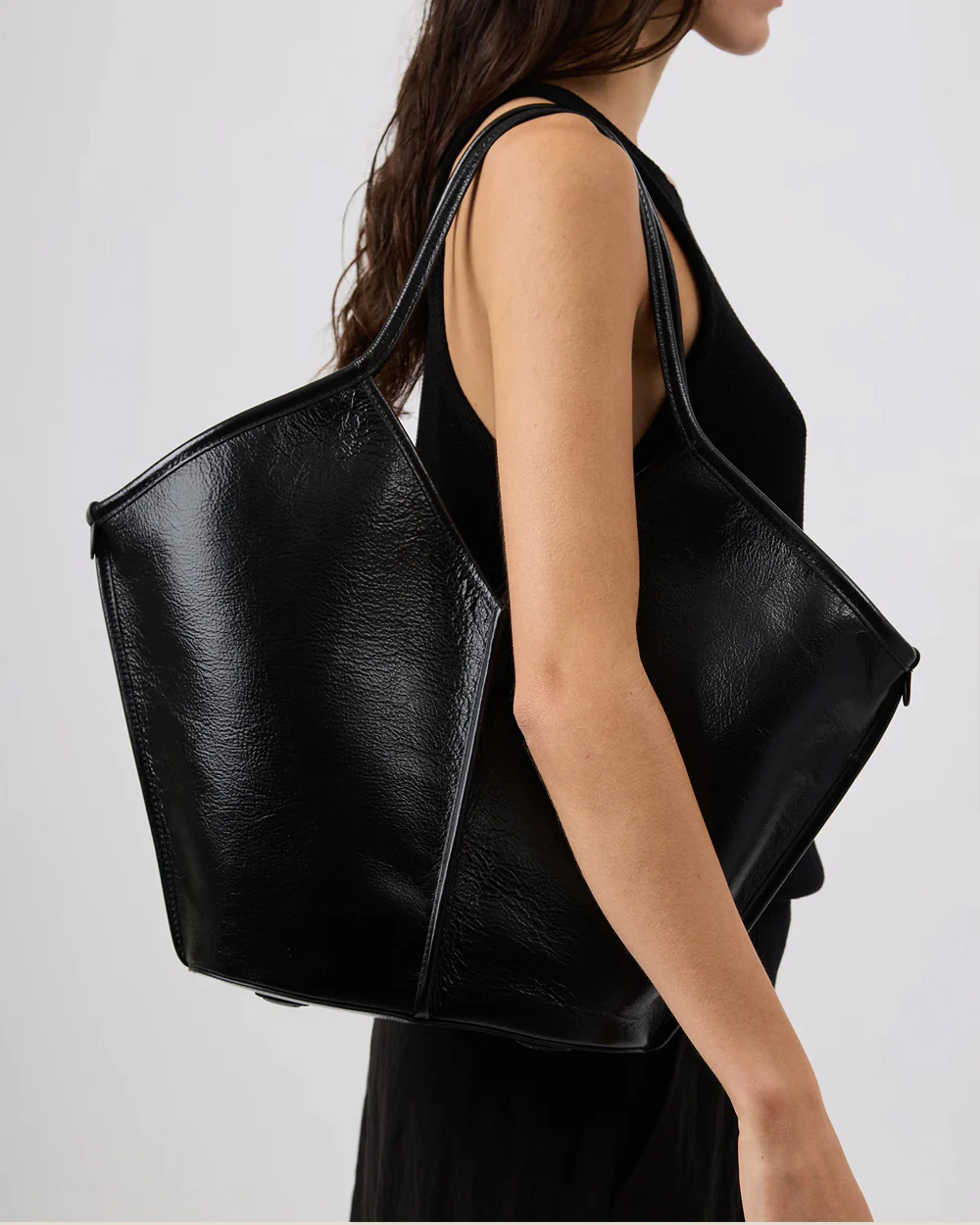CALELLA DISTRESSED LEATHER TOTE BAG / DARK BROWN - Image 6