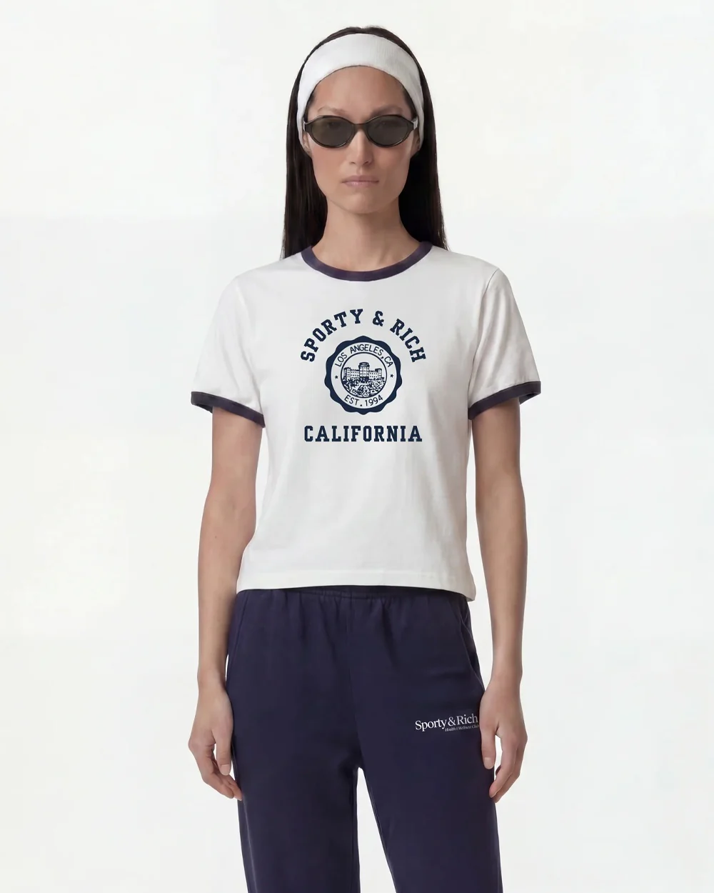 CALIFORNIA EMBLEM SOFT RINGER TEE / WHITE/DARK NAVY