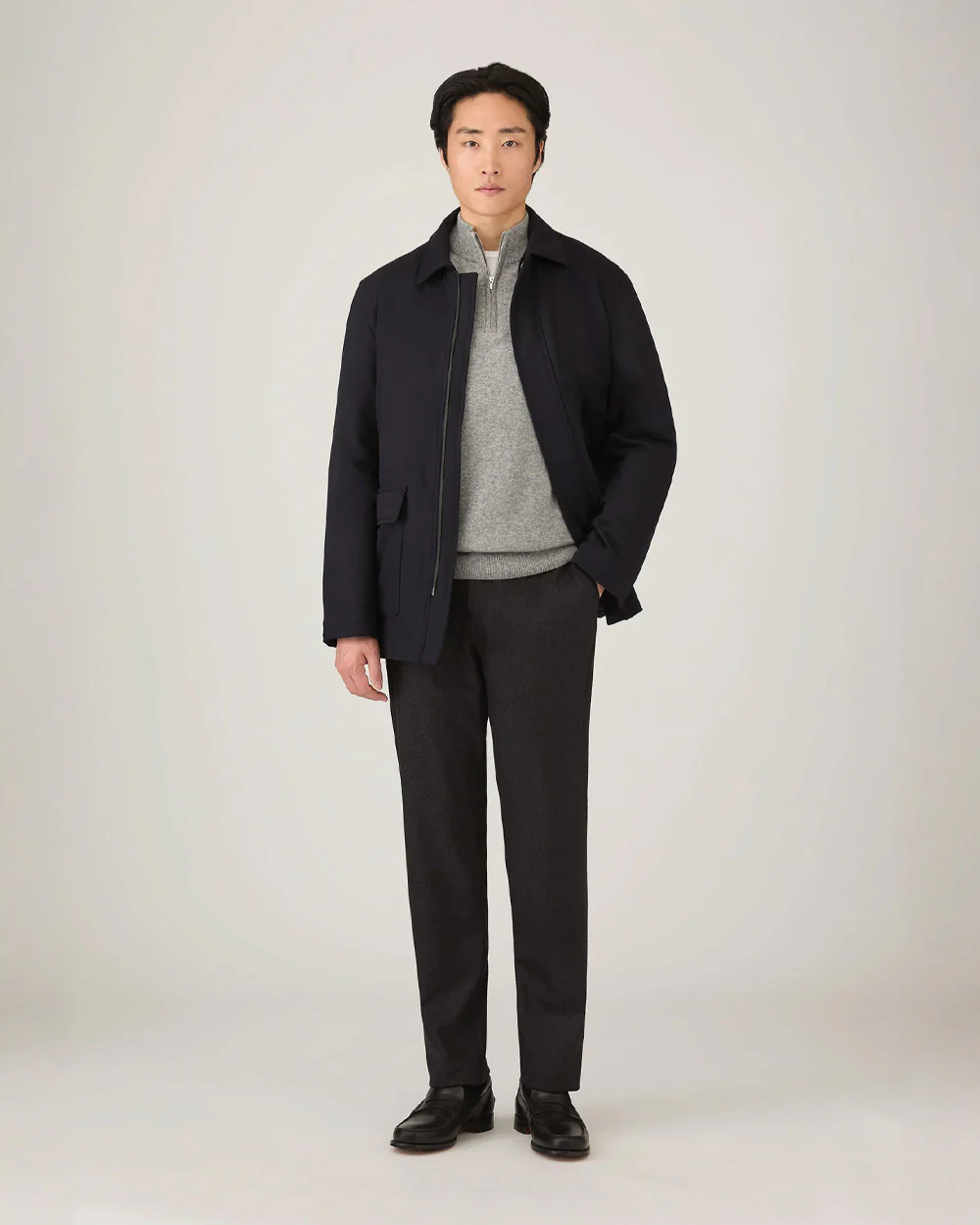 CASHMERE HALF ZIP / GREY MELANGE - Image 2