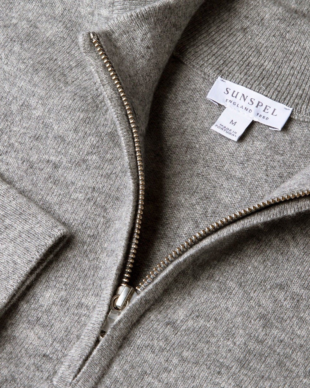 CASHMERE HALF ZIP / GREY MELANGE - Image 3