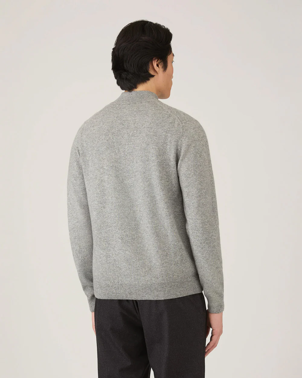 CASHMERE HALF ZIP / GREY MELANGE - Image 4