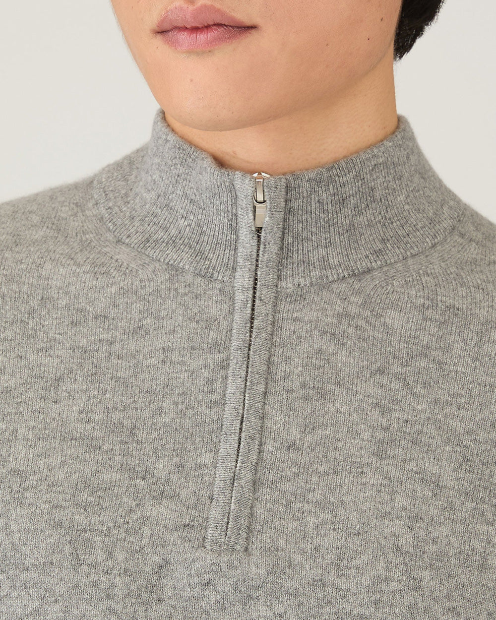 CASHMERE HALF ZIP / GREY MELANGE - Image 5