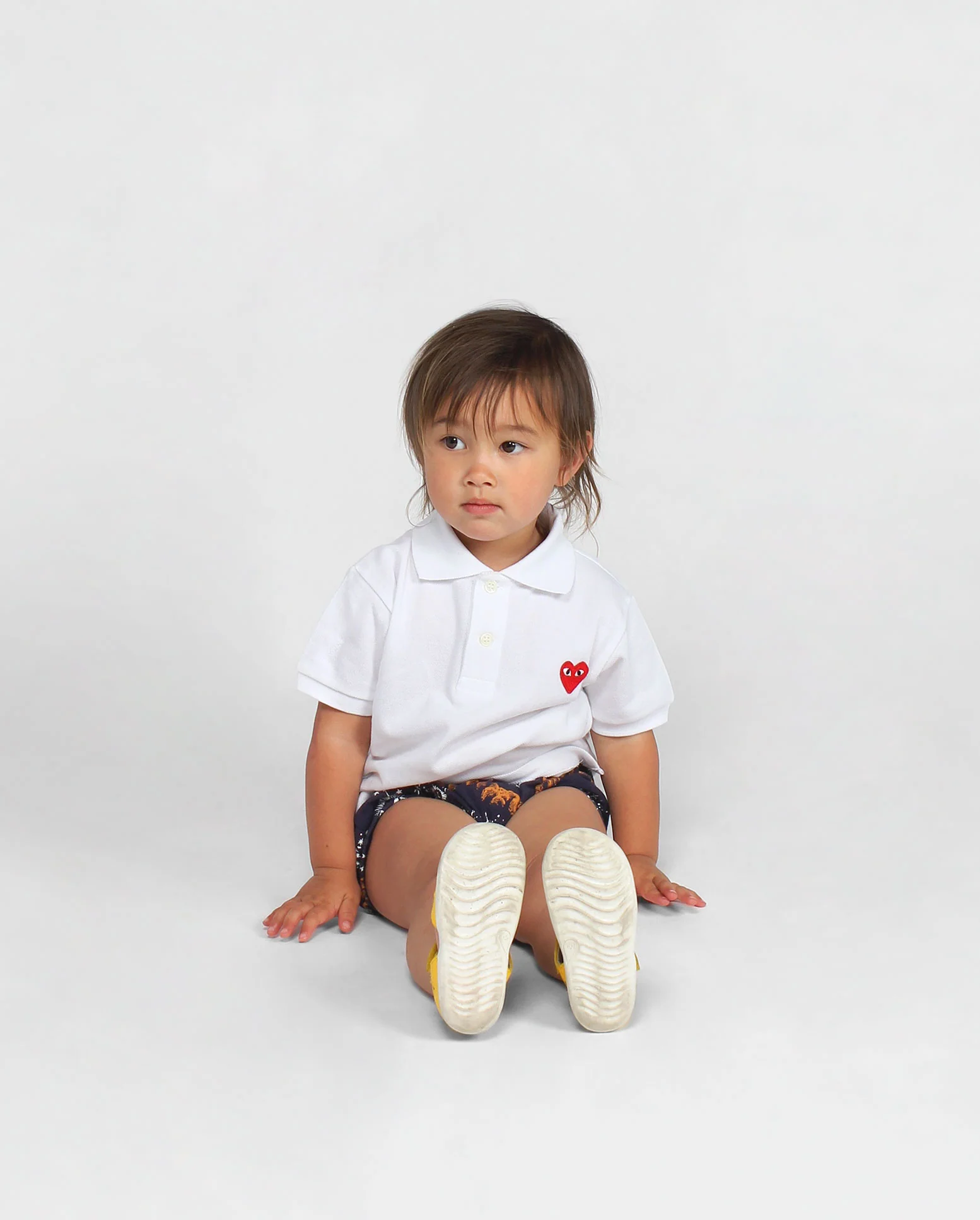 KIDS T505 RED HEART  POLO SHIRT / WHITE - Image 3