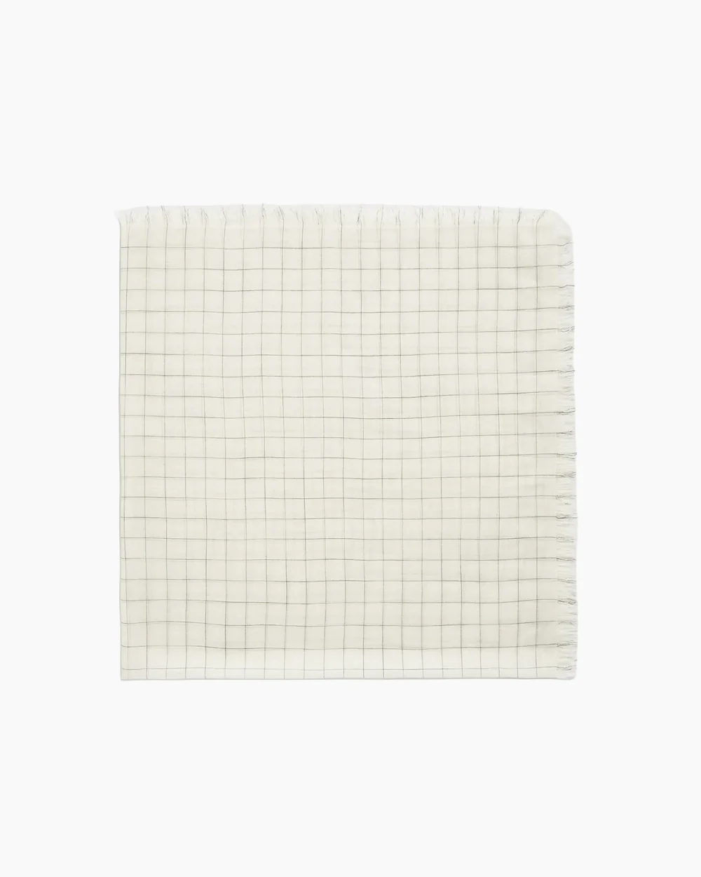 CHECKED LIGHT WOOL SCARF / ECRU/BLACK - Image 2