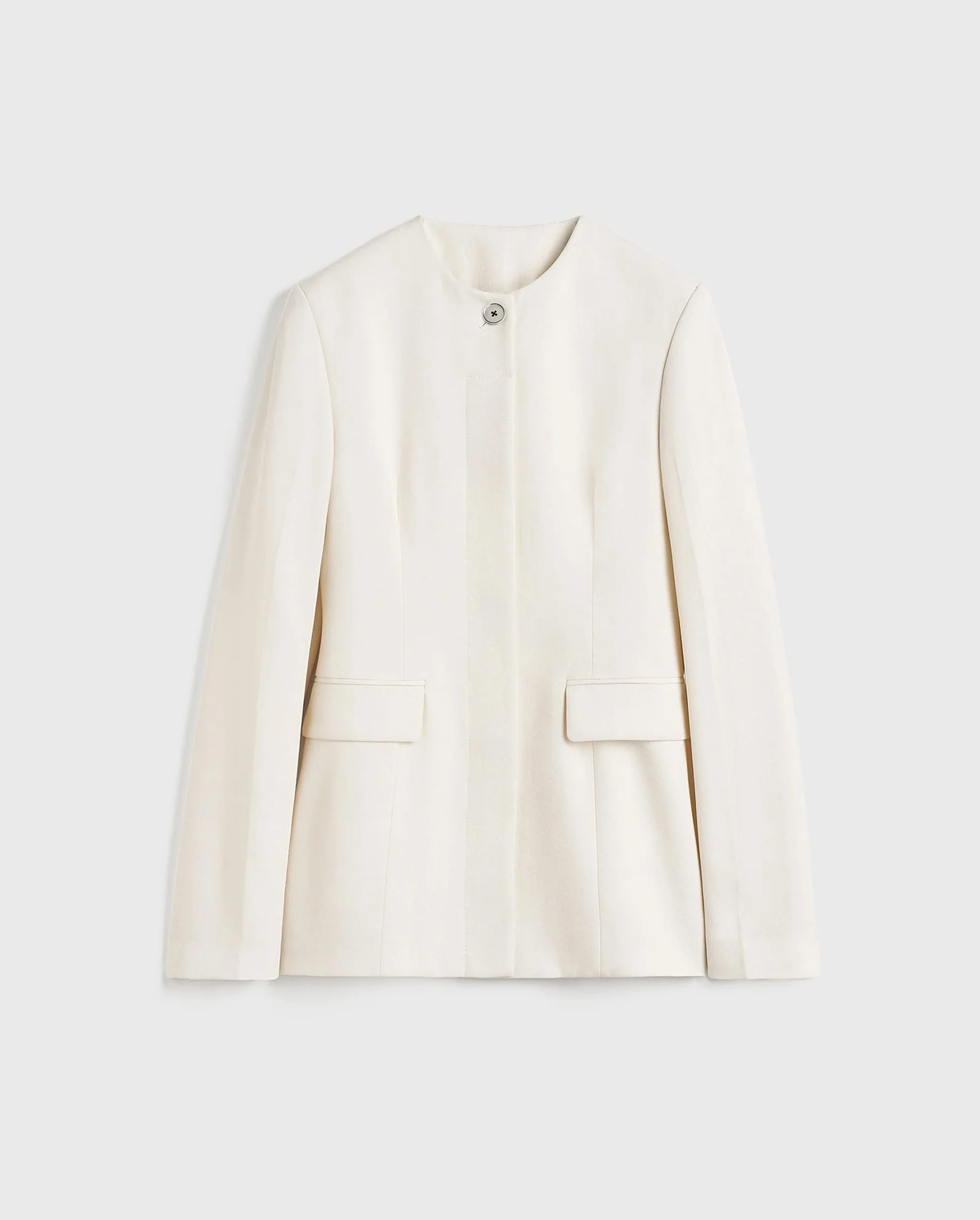 COLLARLESS CINCHED JACKET / ECRU - Image 10