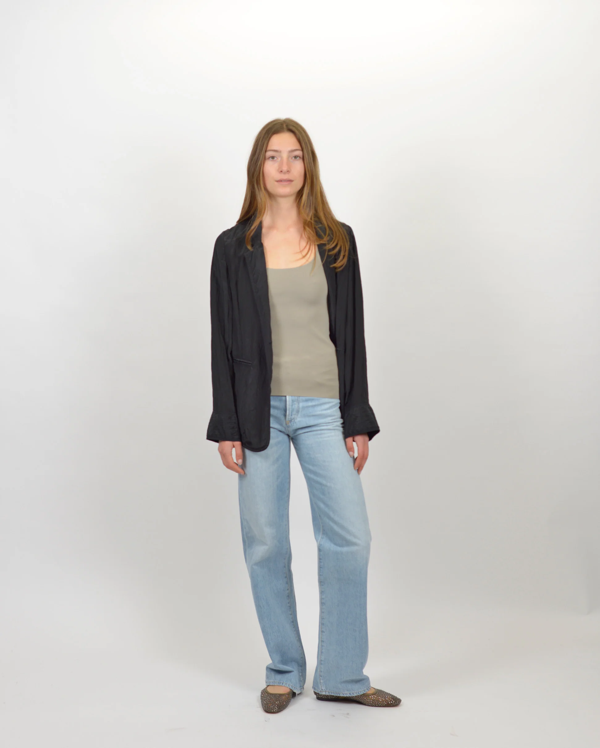 CONTEMPORARY SATIN OVERSIZED BLAZER / NOIR - Image 4