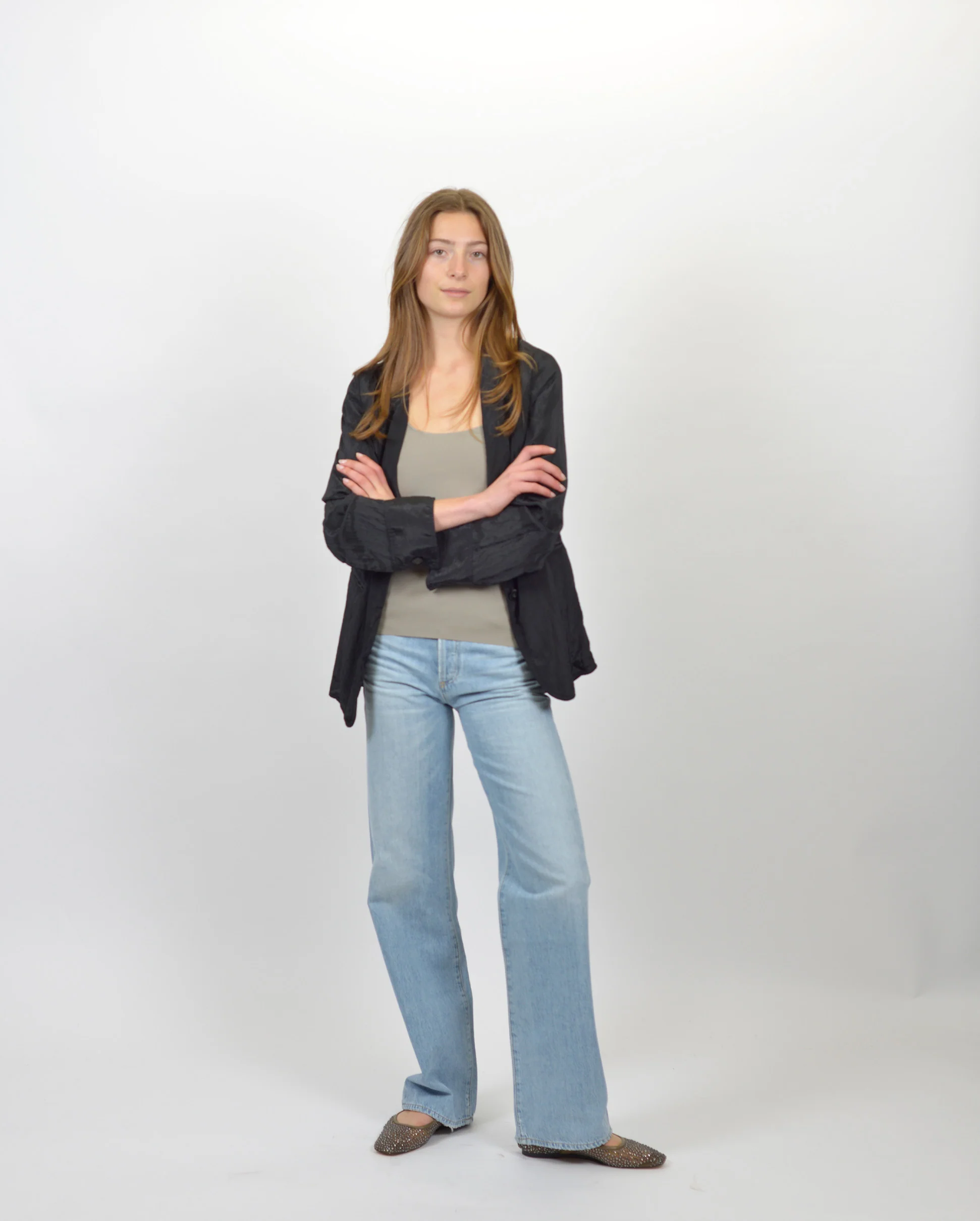CONTEMPORARY SATIN OVERSIZED BLAZER / NOIR - Image 5