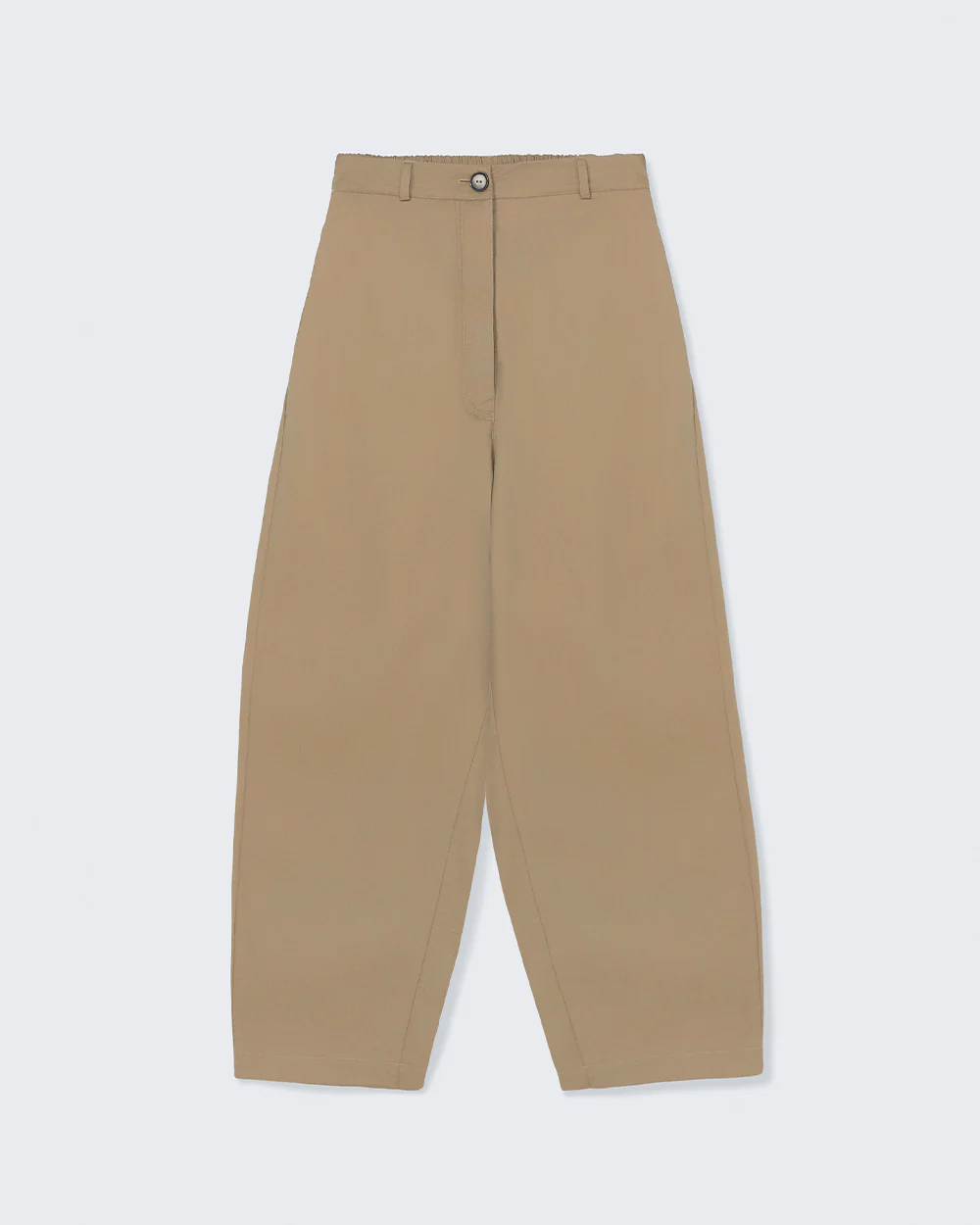 COTTON CURVED PANTS / CAMEL - Image 4