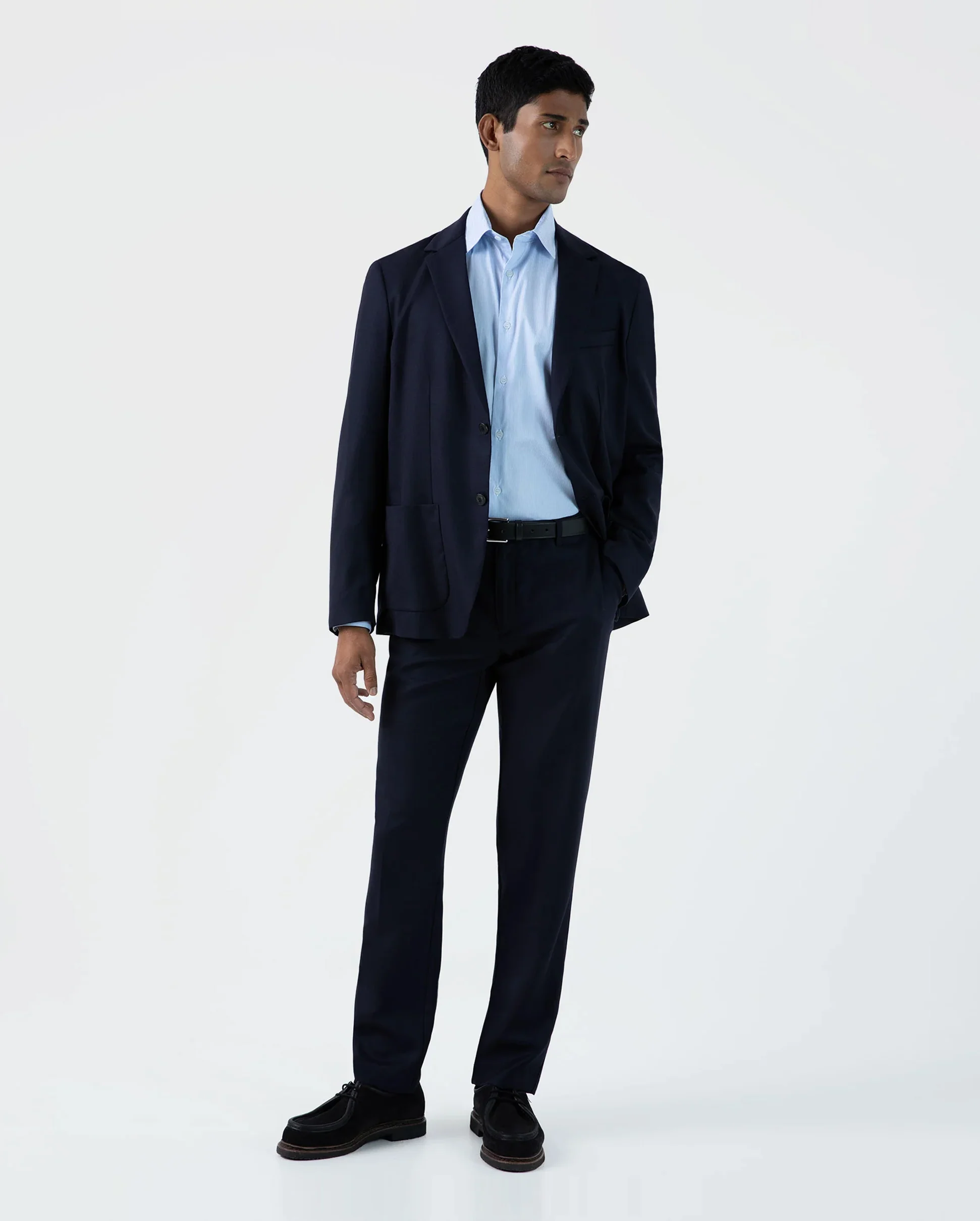 COTTON STRETCH LS SHIRT / LIGHT BLUE DOBBY STRIPE - Image 4