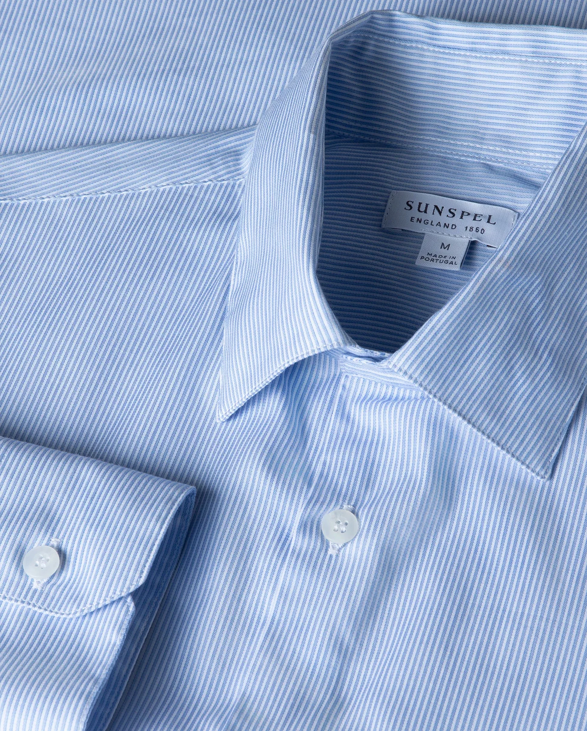 COTTON STRETCH LS SHIRT / LIGHT BLUE DOBBY STRIPE - Image 5