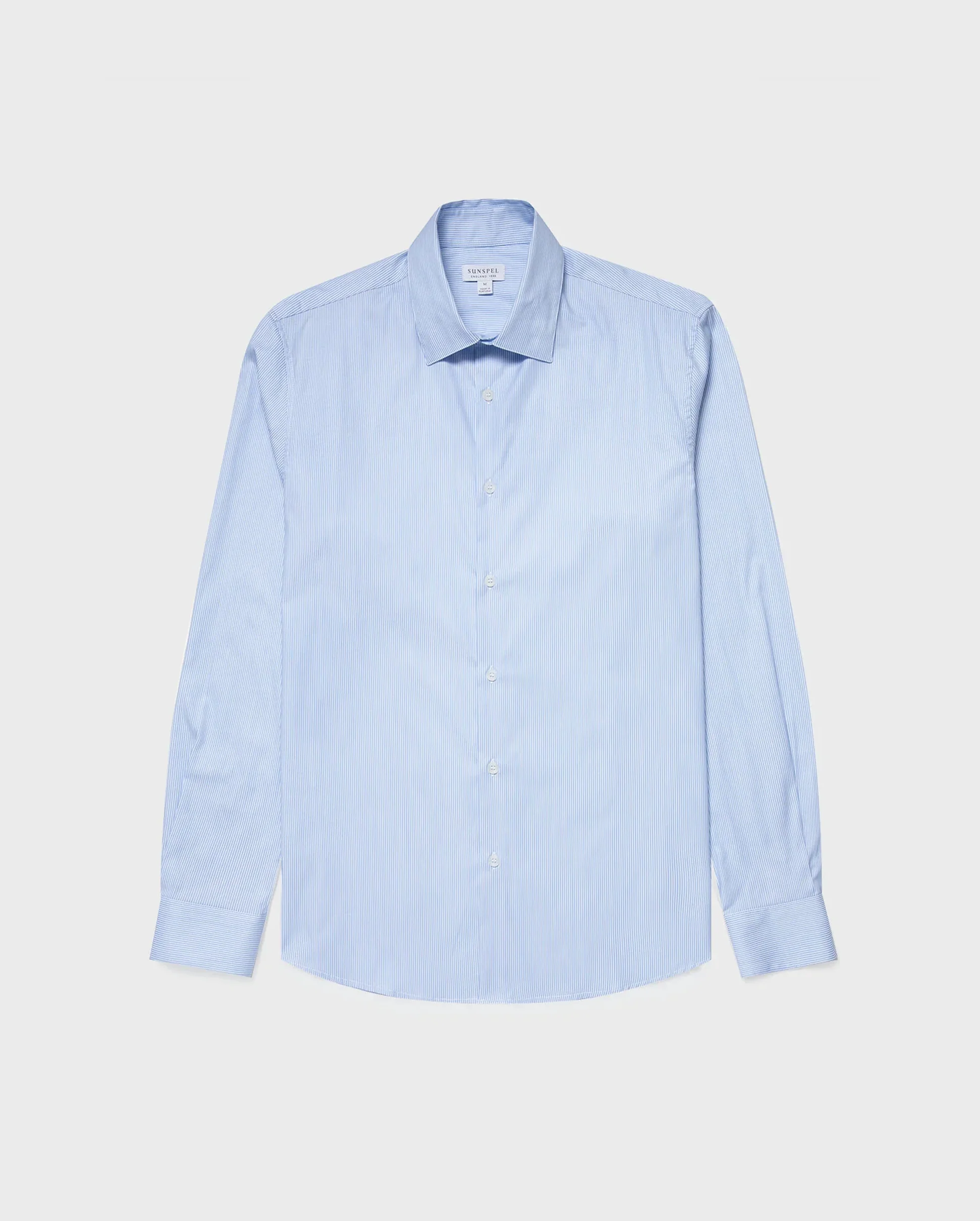 COTTON STRETCH LS SHIRT / LIGHT BLUE DOBBY STRIPE - Image 6