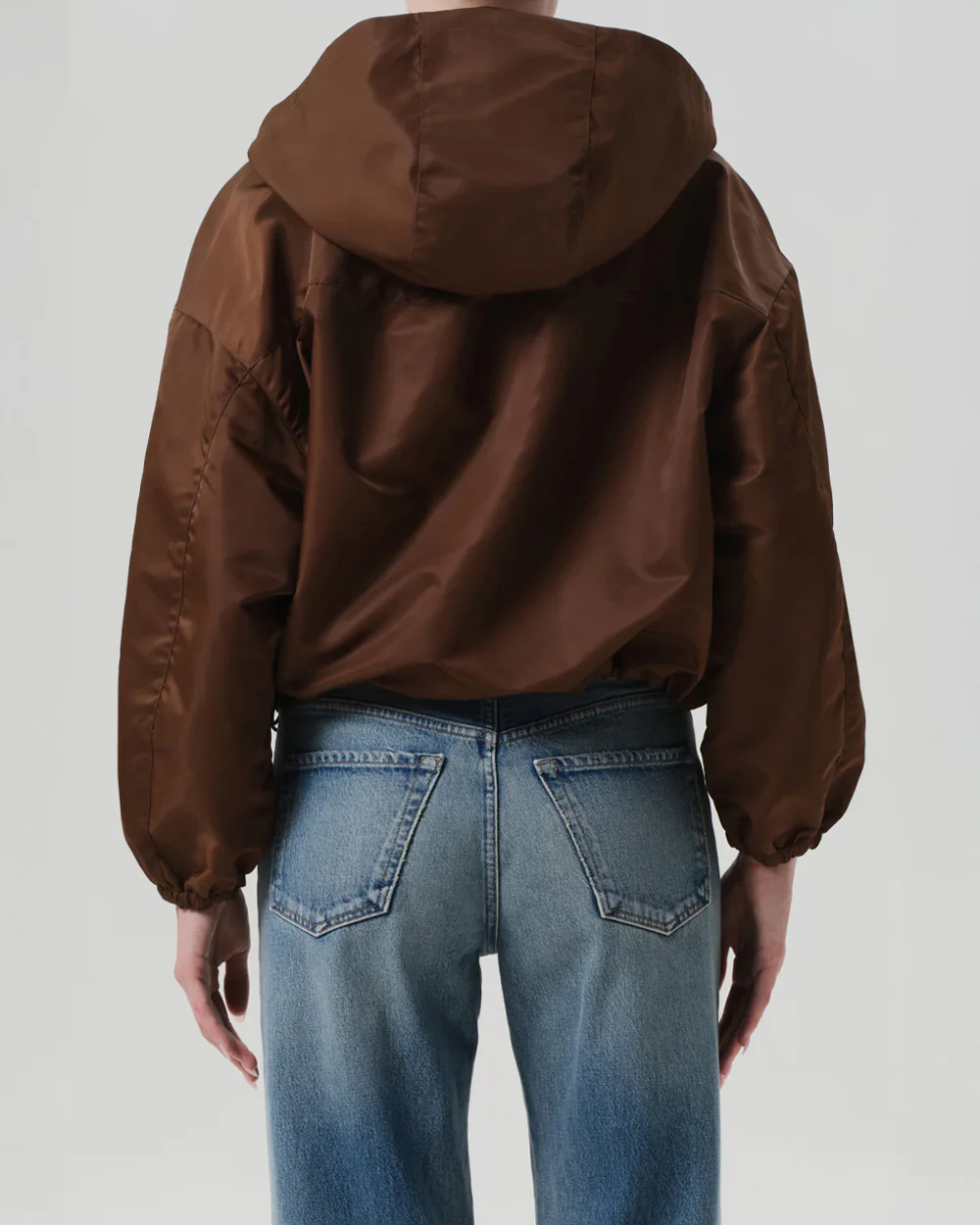 CROPPED NYLON WINDBREAKER / BROWN - Image 4