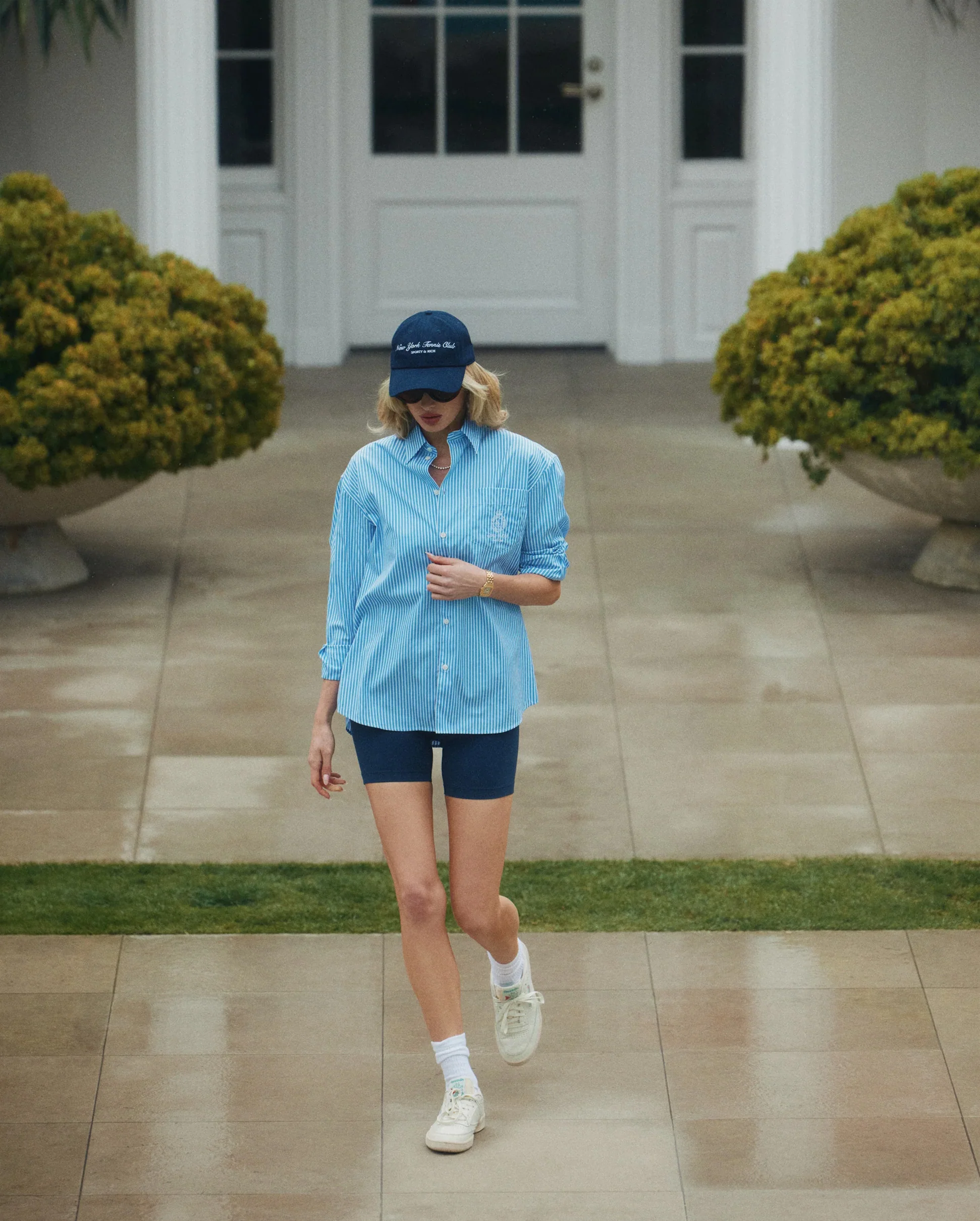 CROWN TENNIS OVERSIZED SHIRT / LIGHT BLUE STRIPED - Image 2
