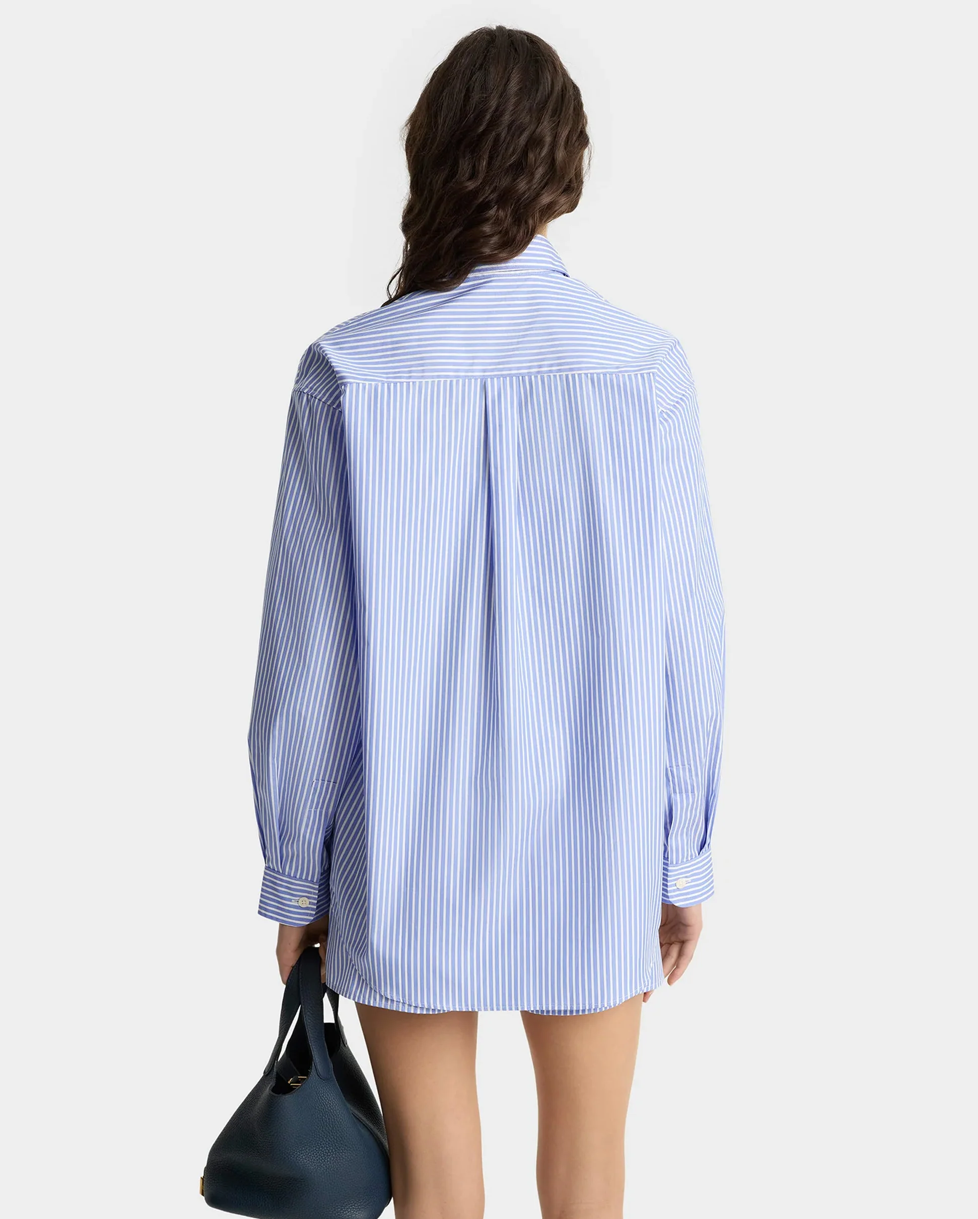 CROWN TENNIS OVERSIZED SHIRT / LIGHT BLUE STRIPED - Image 4