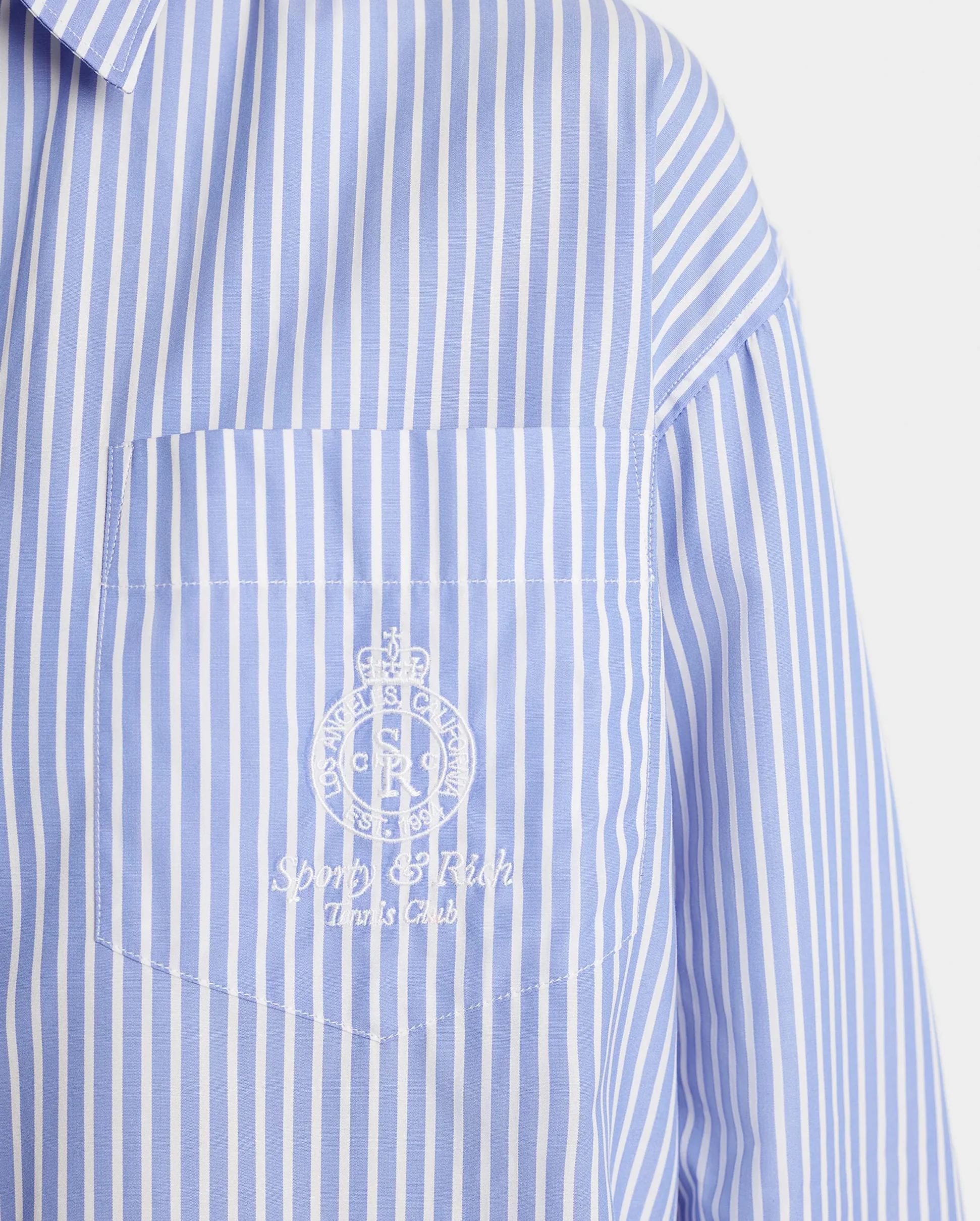 CROWN TENNIS OVERSIZED SHIRT / LIGHT BLUE STRIPED - Image 5
