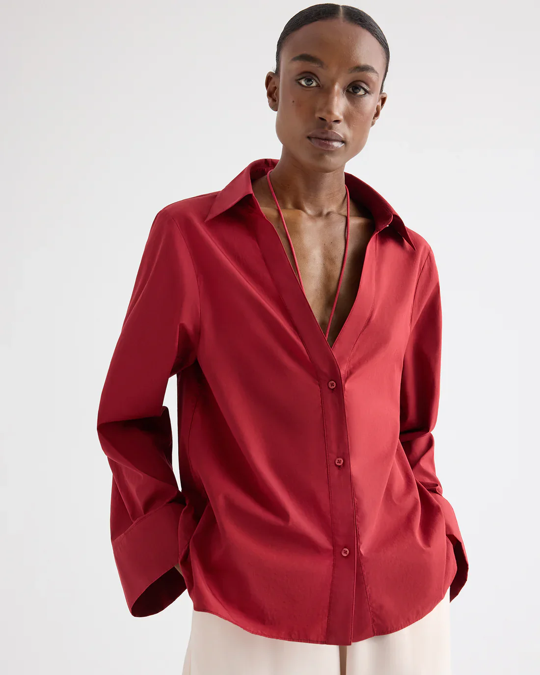 DEEP V RELAXED SHIRT / KARANDA RED - Image 6