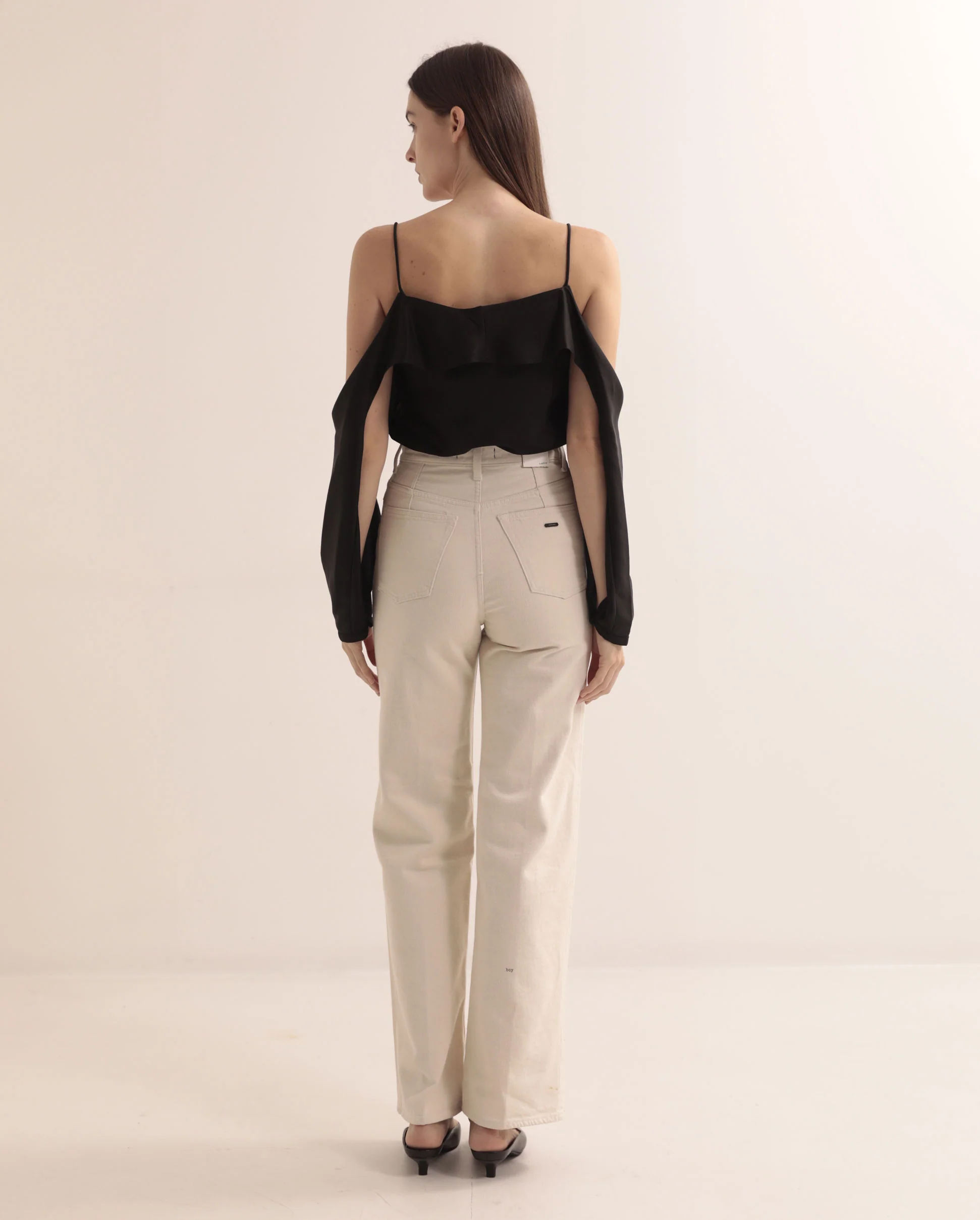 DIANE CREPE SHOULDER TOP / BLACK - Image 4