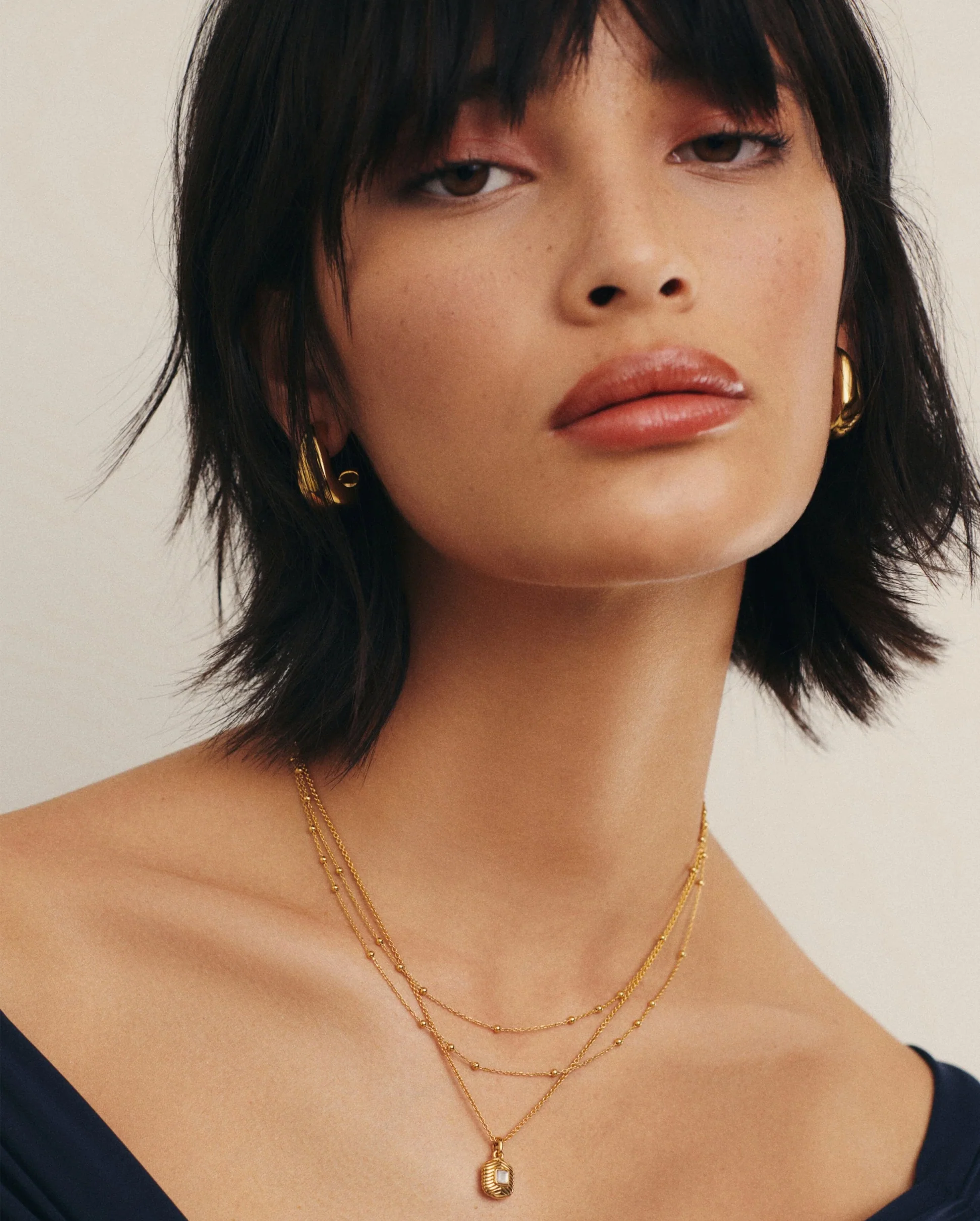 DOUBLE CHAIN NECKLACE / GOLD - Image 2