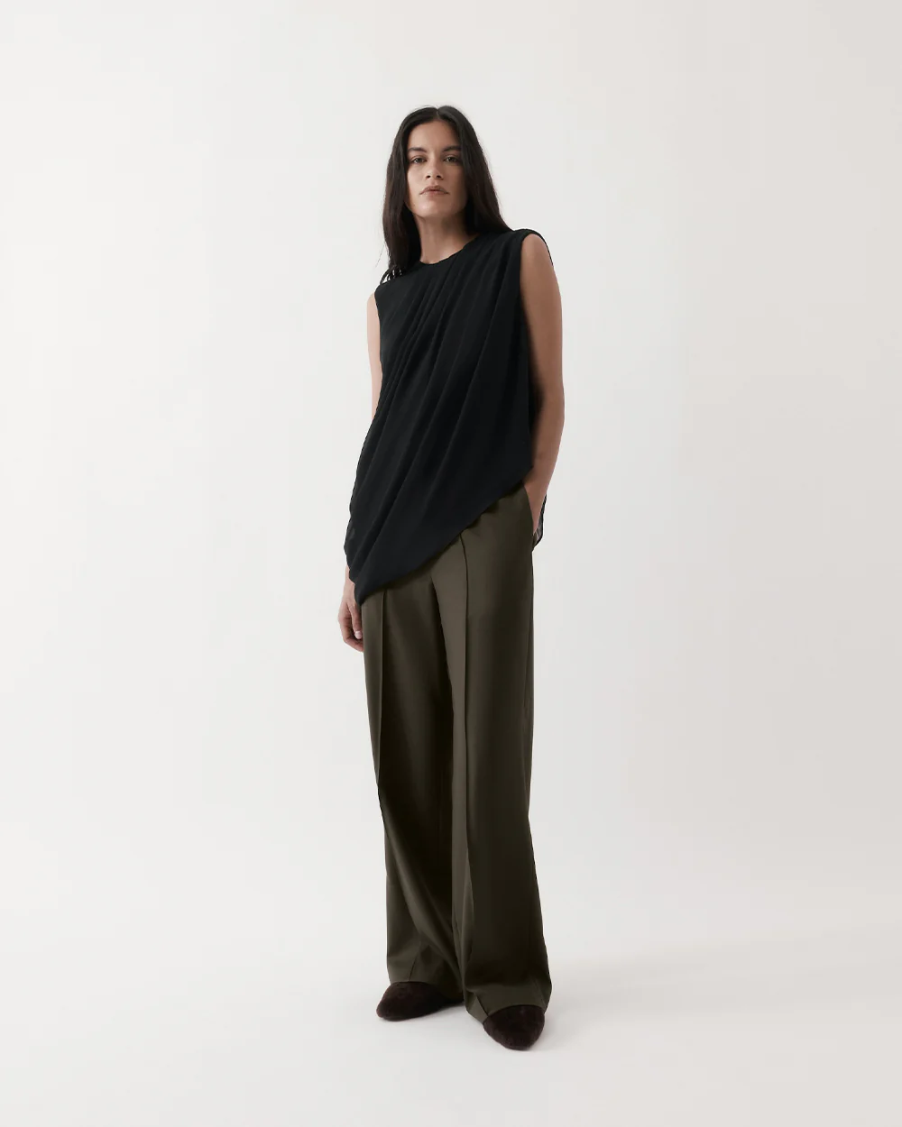DRAPED TOP / BLACK - Image 2
