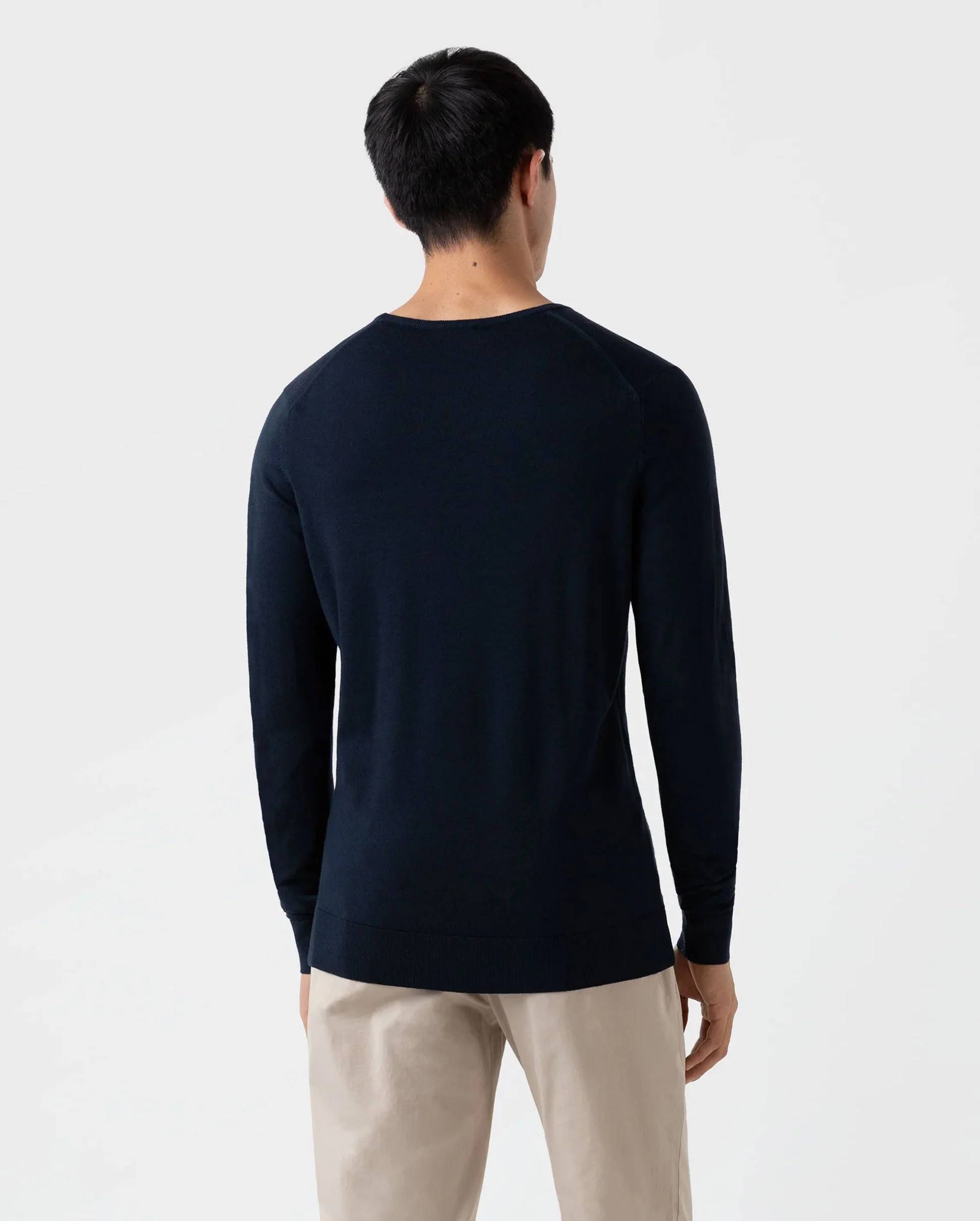 EXTRA FINE MERINO CREW NECK / LIGHT NAVY - Image 4