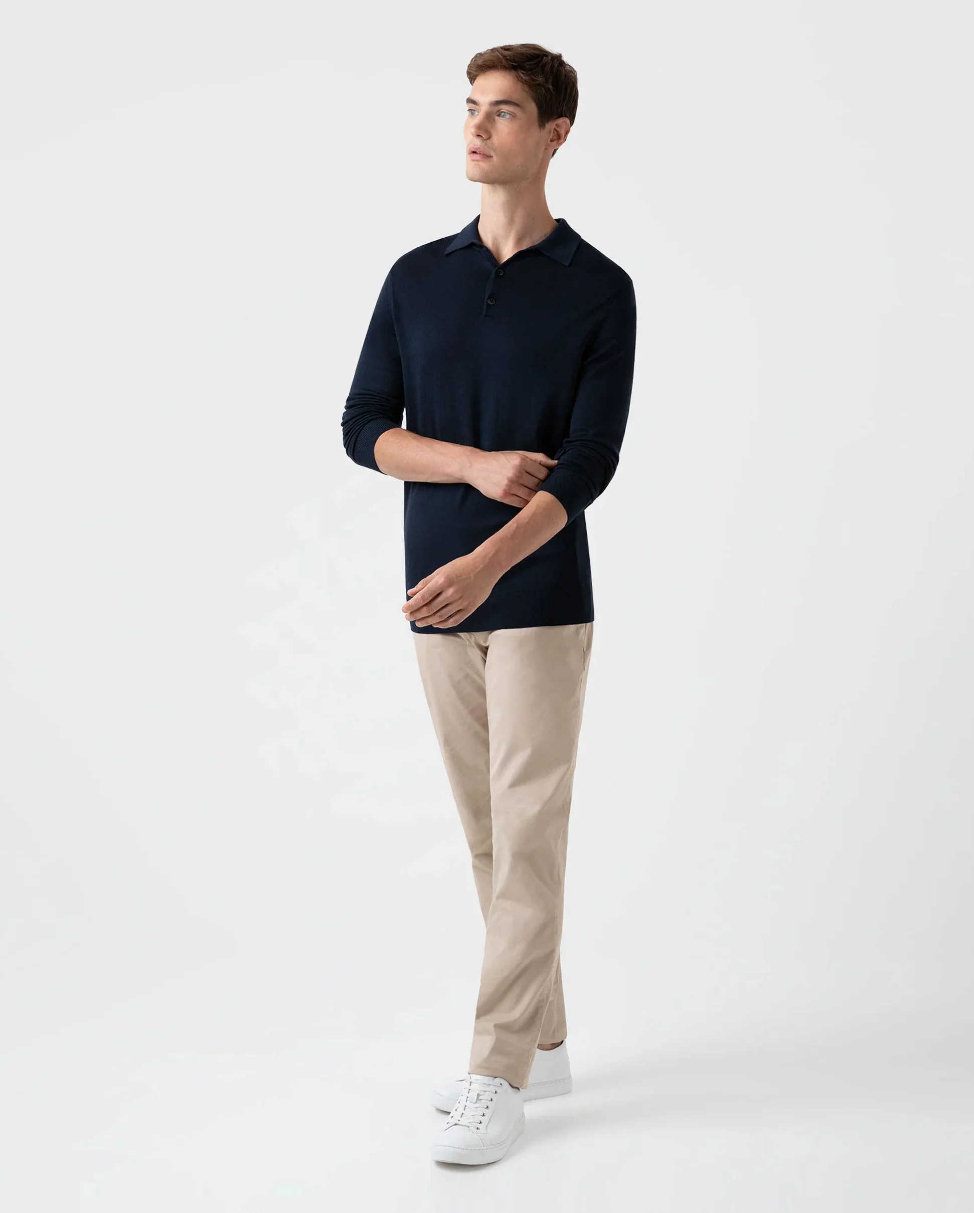 EXTRA FINE MERINO POLO SHIRT / LIGHT NAVY - Image 2