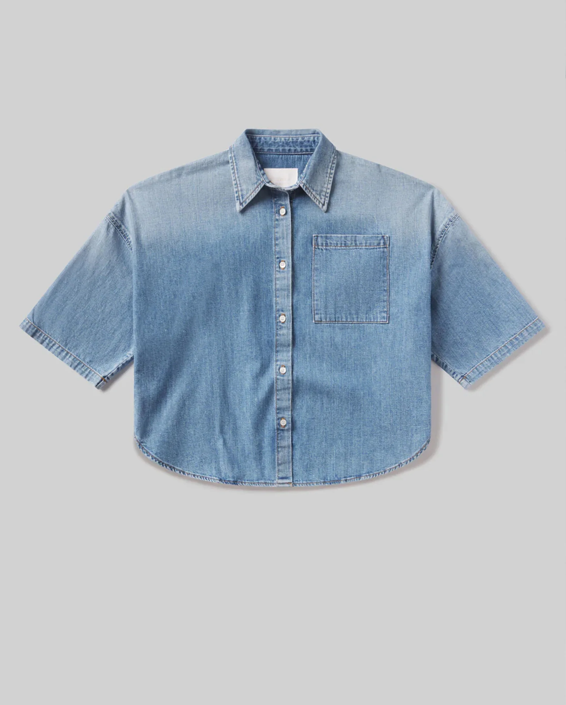 FRANCES CROPPED CAPE BUTTON UP / SKYLAND - Image 6