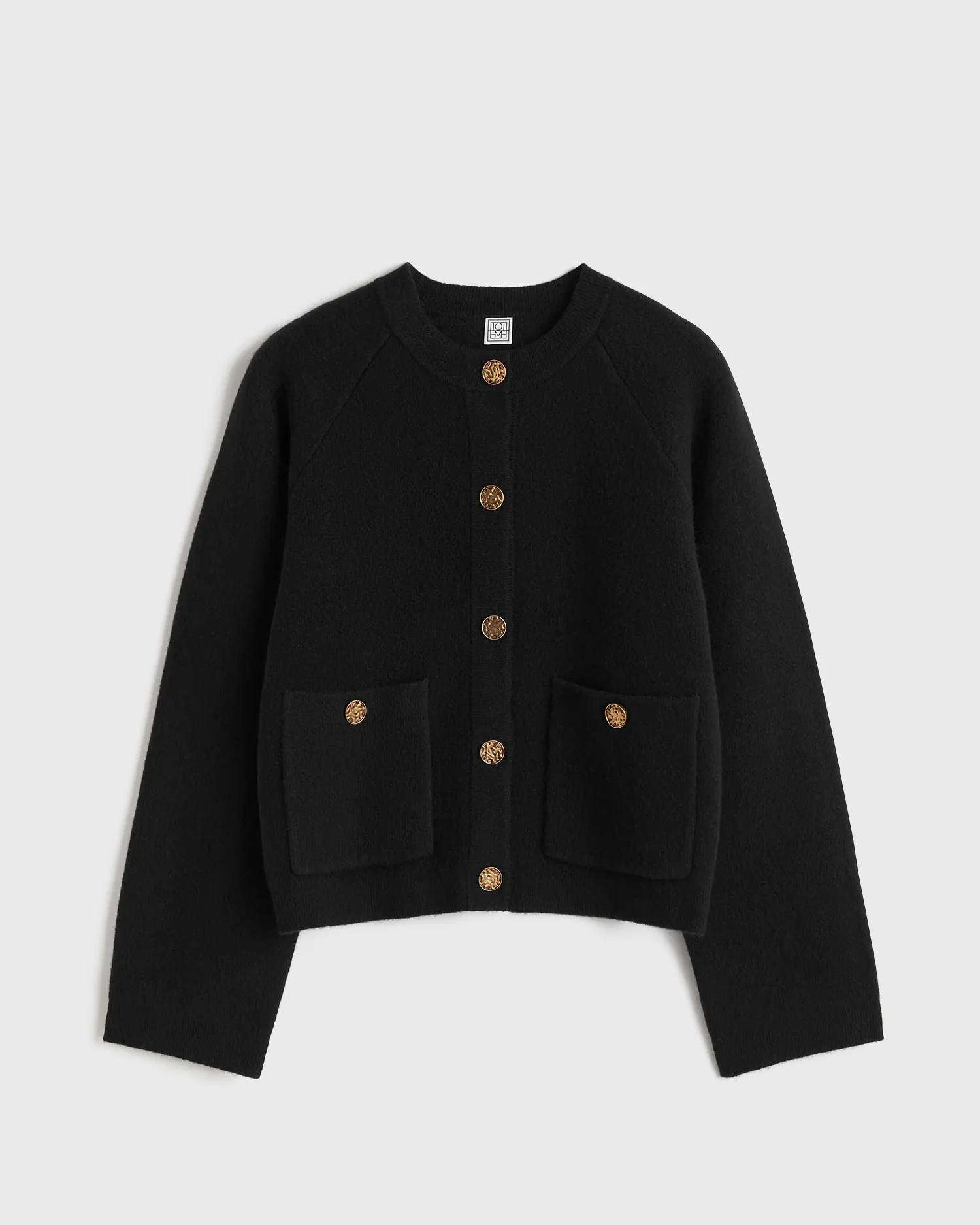 HAMMERED BUTTON CARDIGAN / BLACK - Image 5