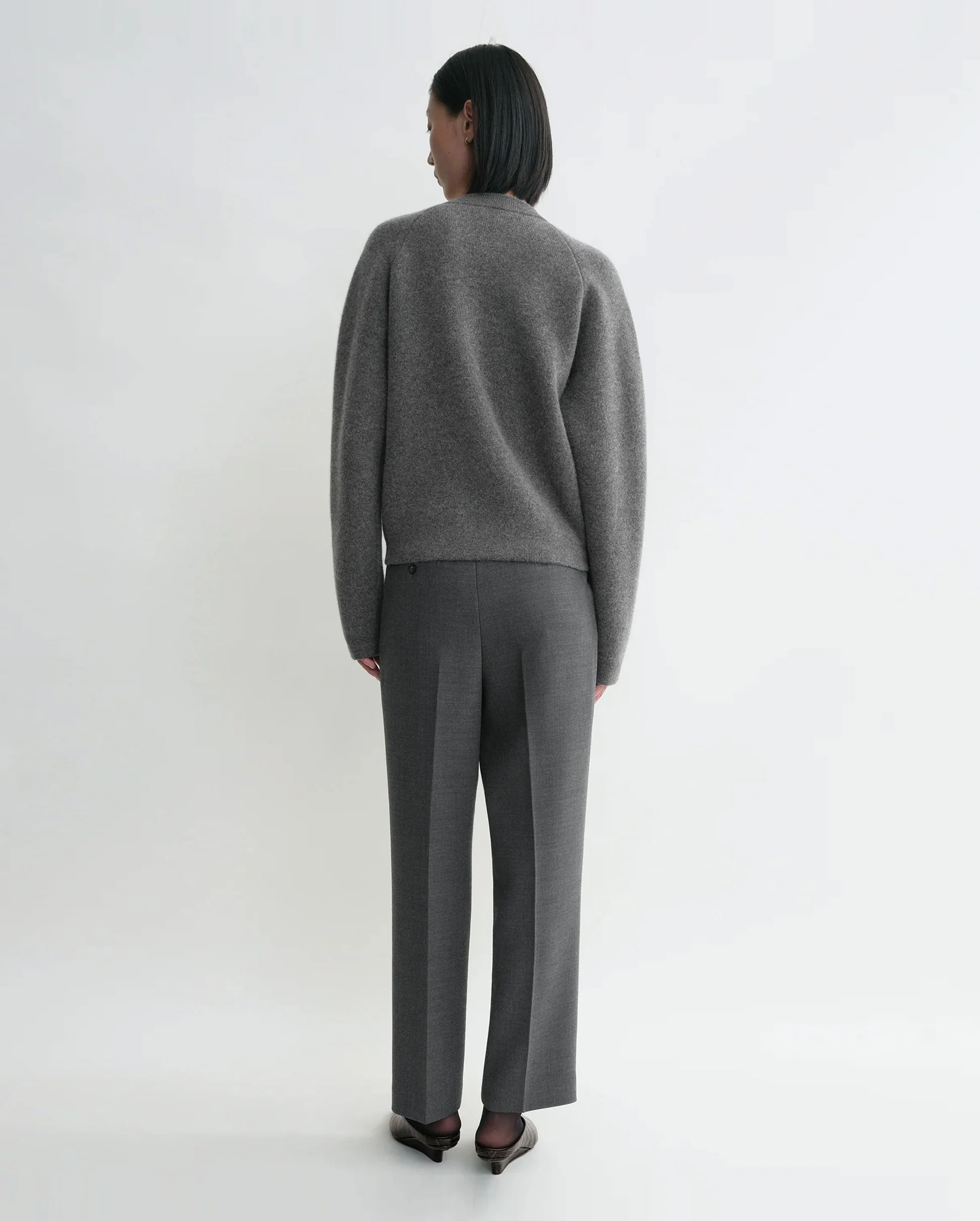 HAMMERED BUTTON CARDIGAN / GREY MELANGE - Image 4