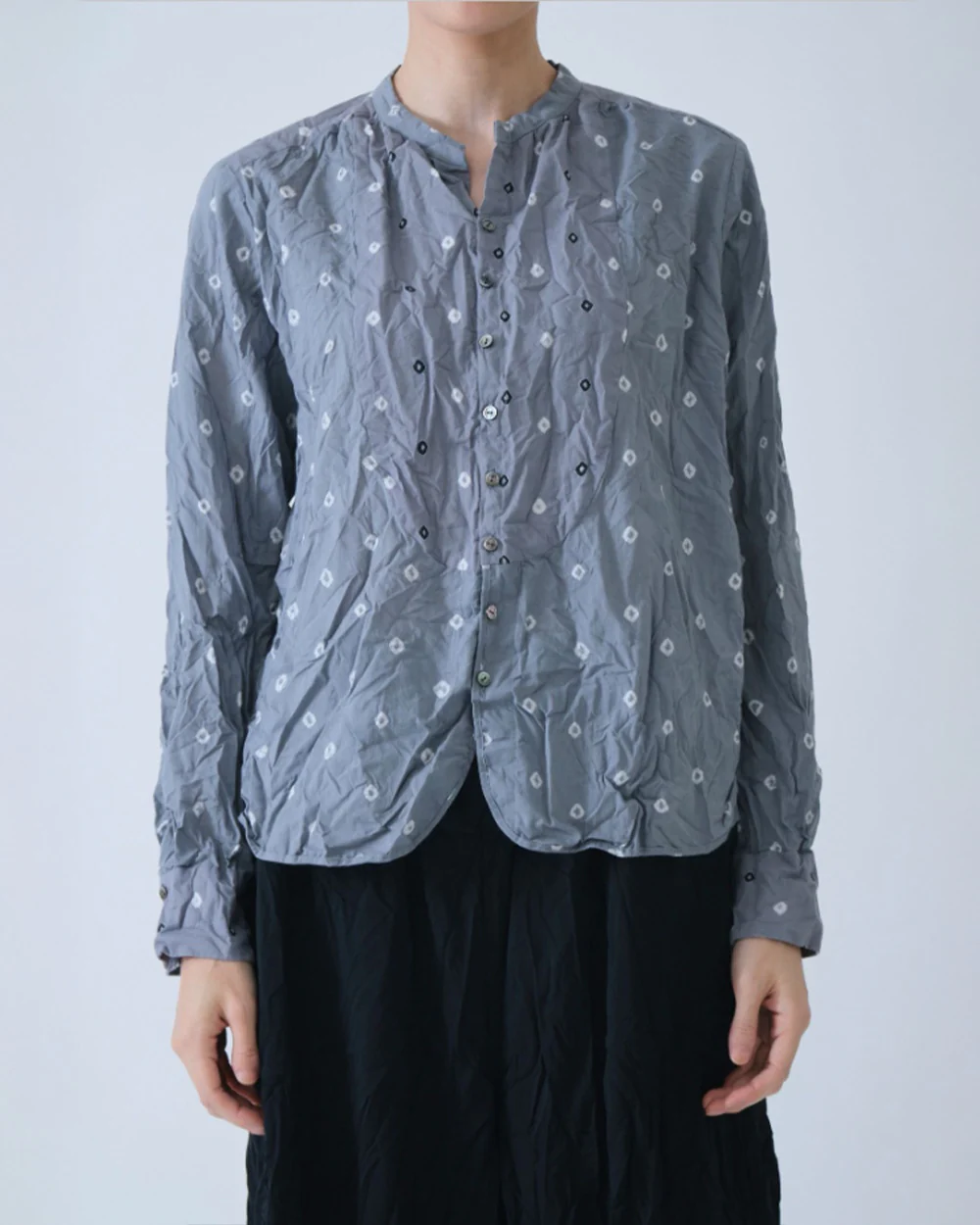 INDIAN LAWN SHIBORI SUMMER BLOUSE / GREY