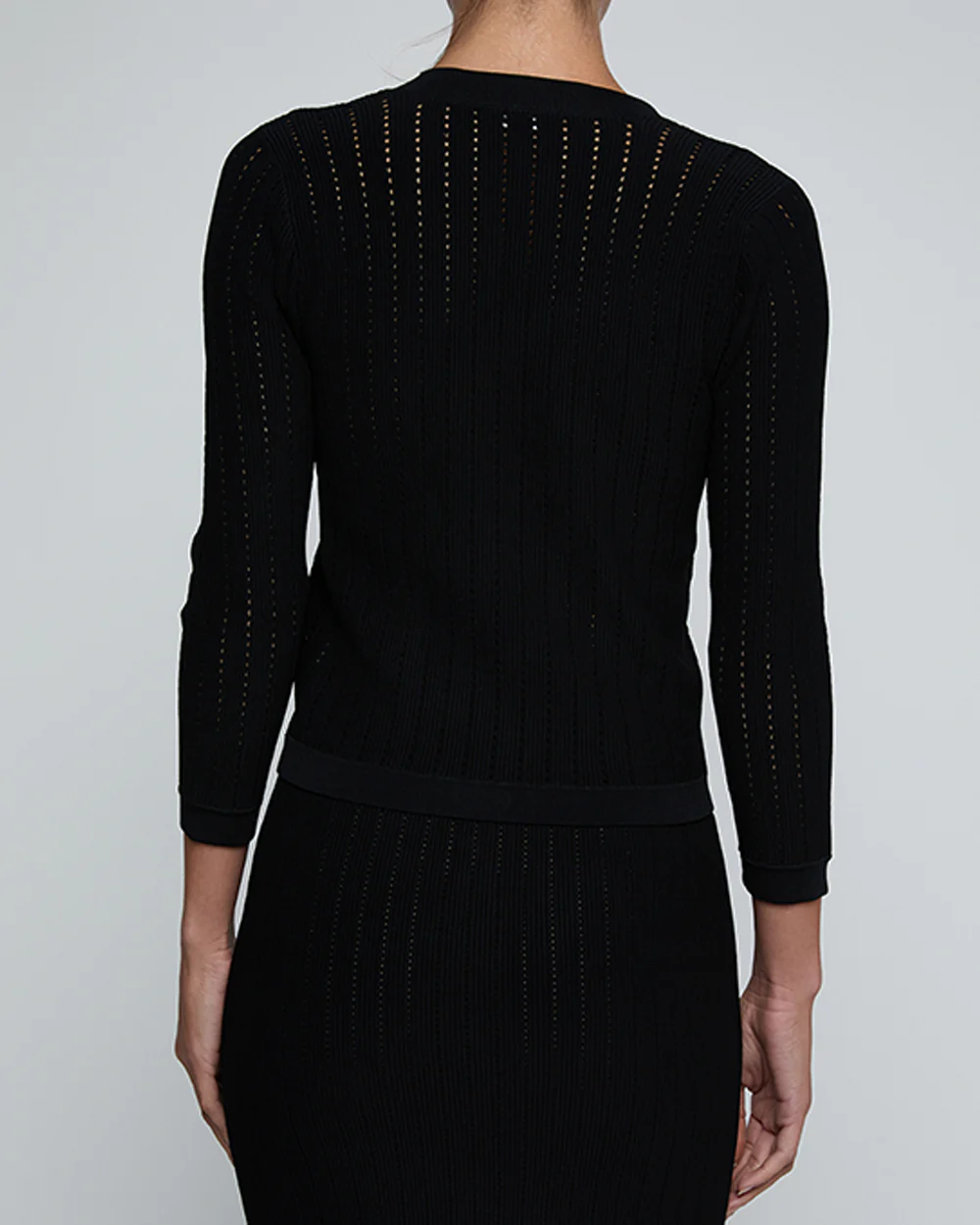 IRVIN POINTELLE CROPPED CARDIGAN / BLACK - Image 2