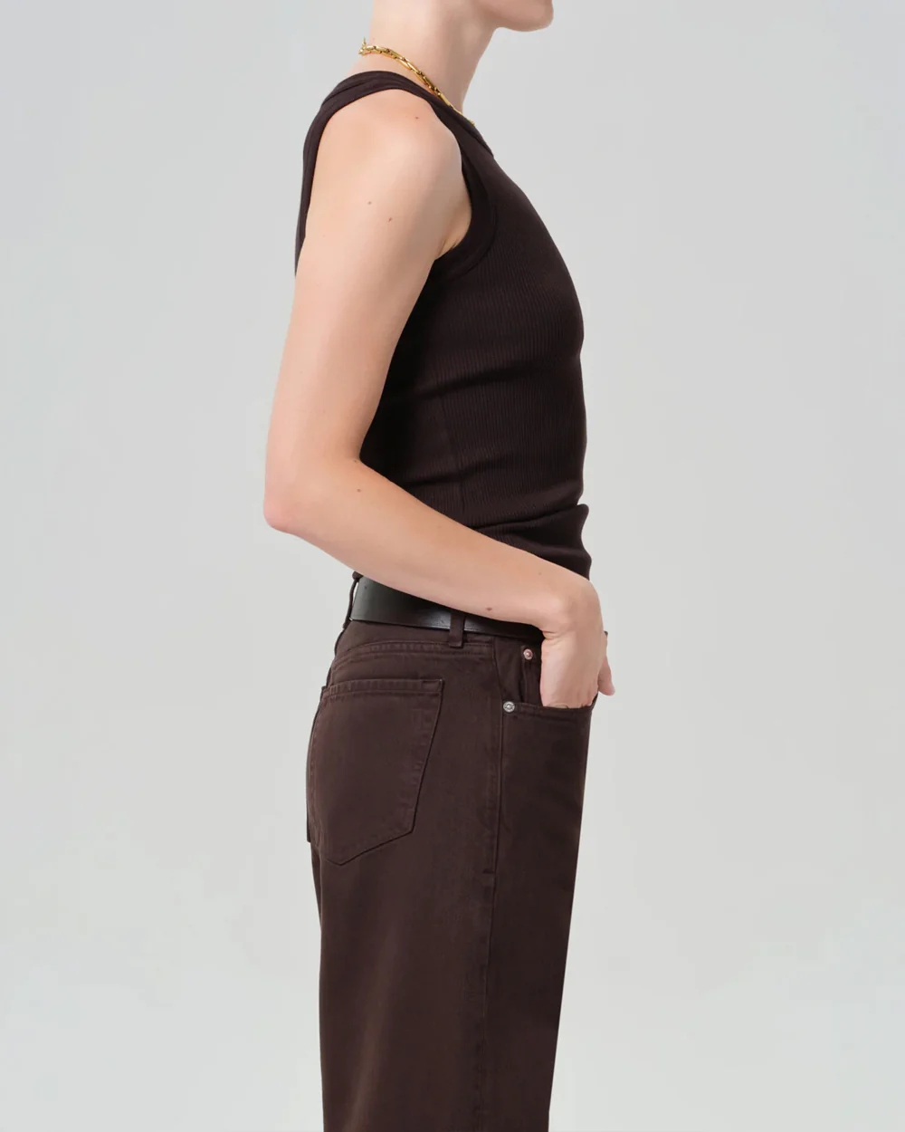 ISABEL RIB TANK / CHOCOLATE - Image 4