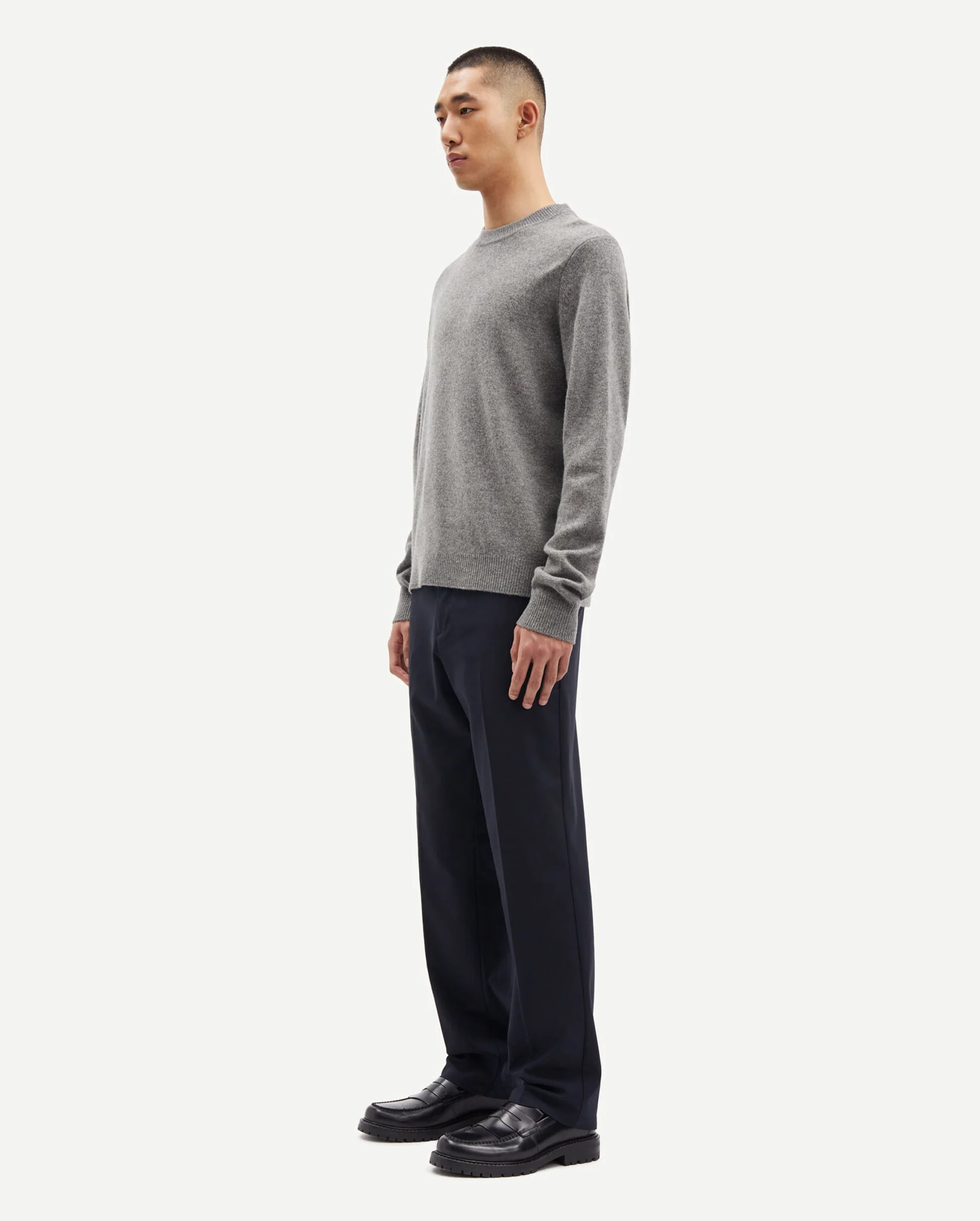 ISAK KNIT SWEATER 15010 / DARK GREY MELANGE - Image 3