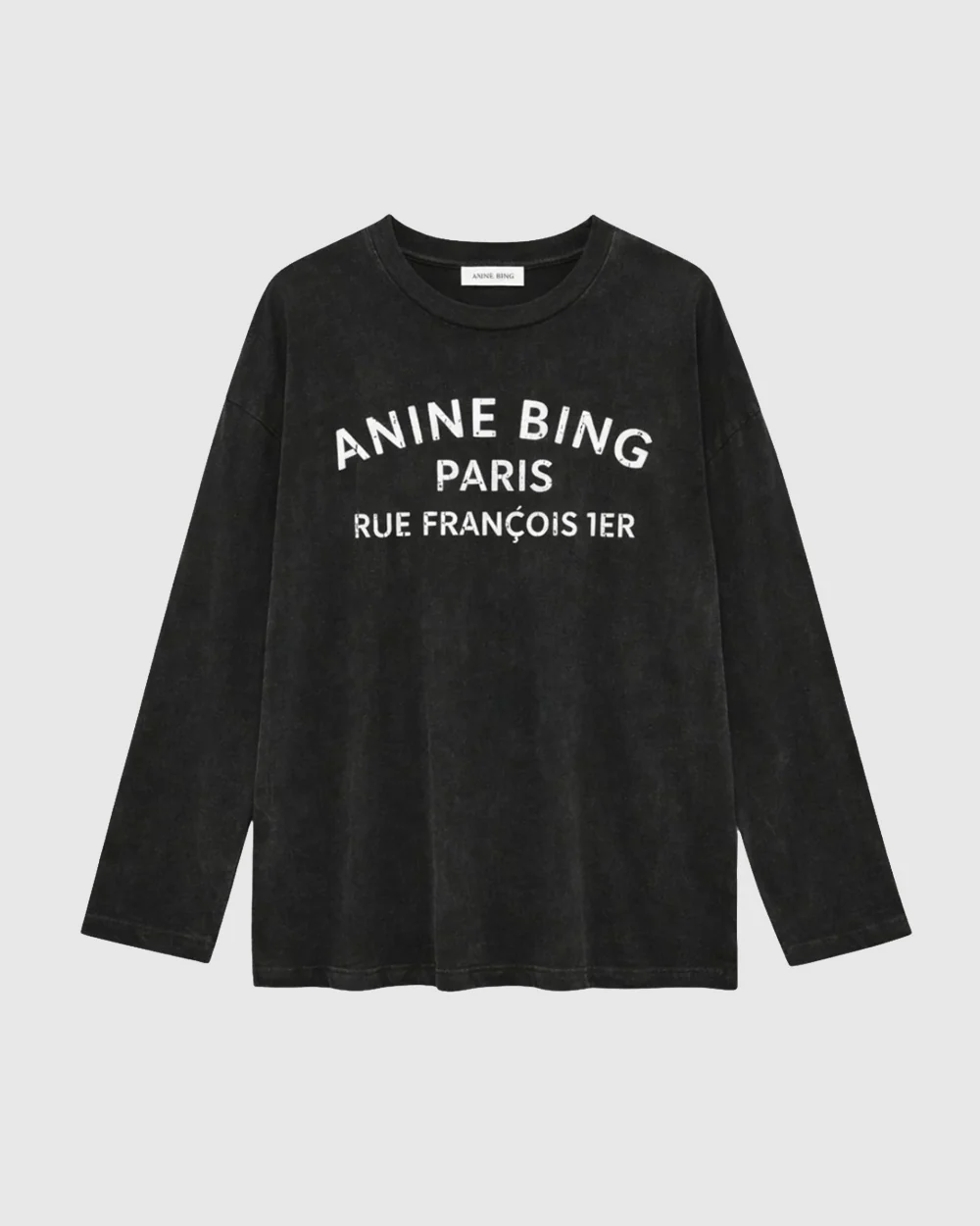 IVAN LONG SLEEVE PARIS STENCIL / WASHED BLACK - Image 3