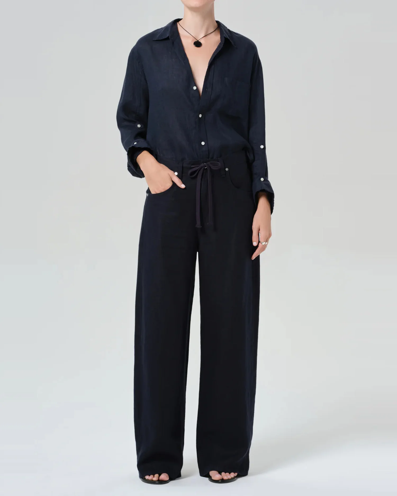 KAYLA SHRUNKEN SHIRT/ NAVY - Image 2