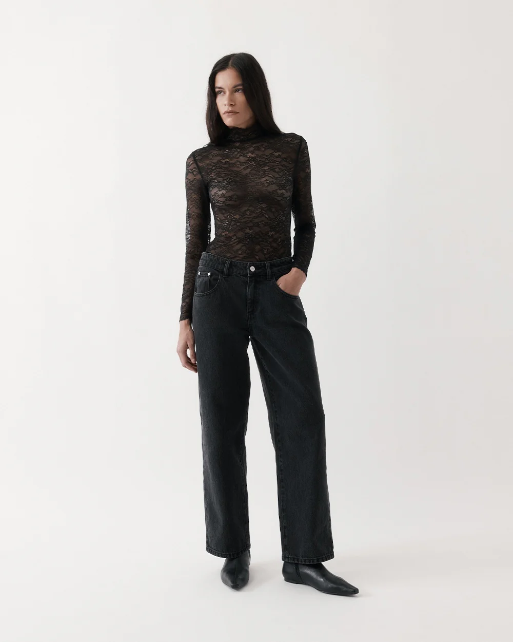 LACE TURTLENECK / BLACK - Image 2