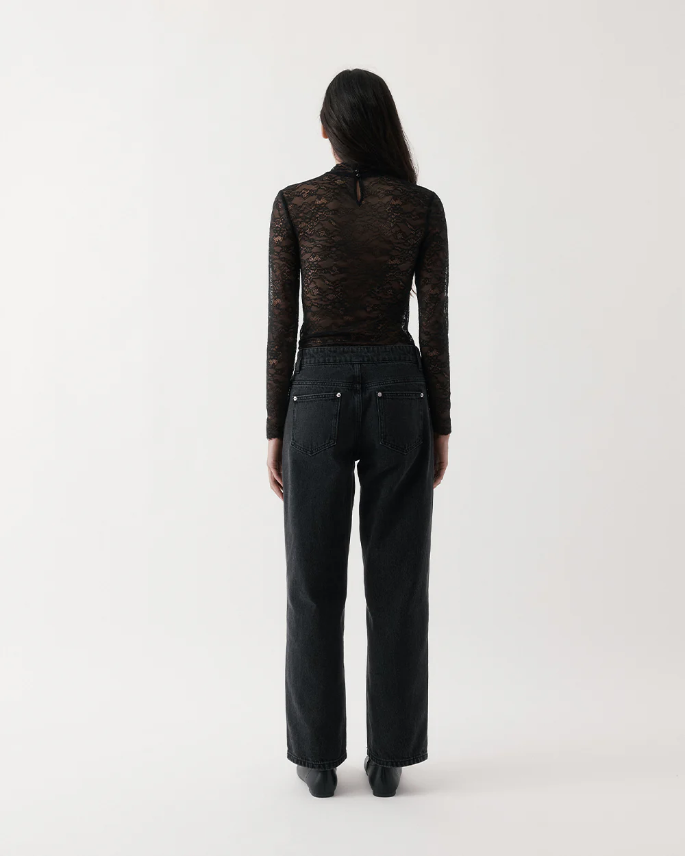 LACE TURTLENECK / BLACK - Image 3