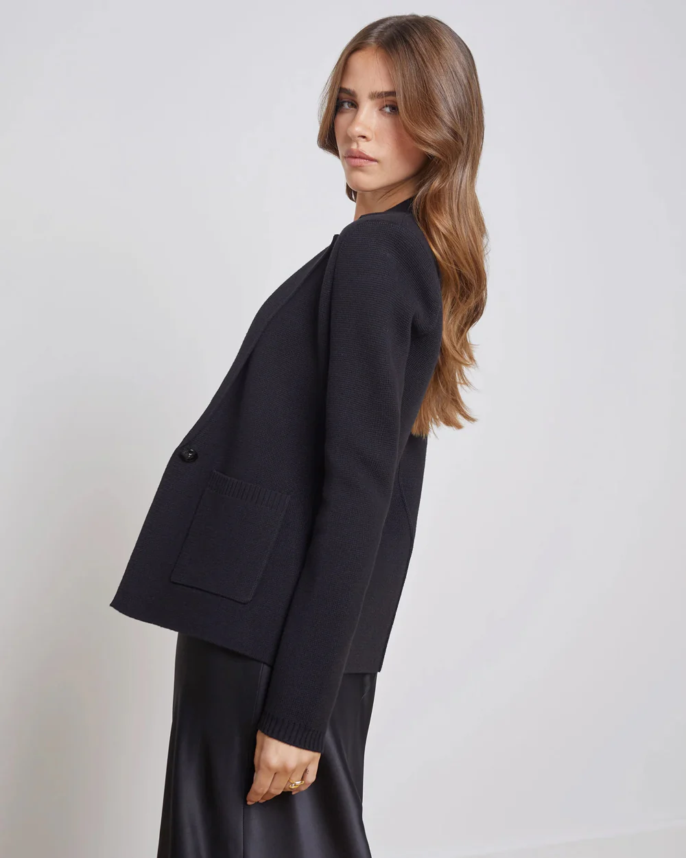 LACEY KNIT BLAZER / BLACK - Image 3