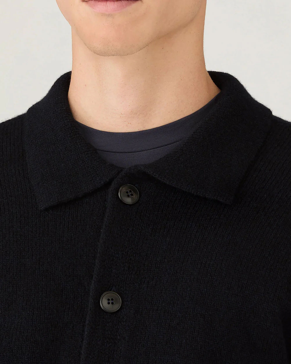 LAMBSWOOL CARDIGAN / DARK NAVY MOULINE - Image 5