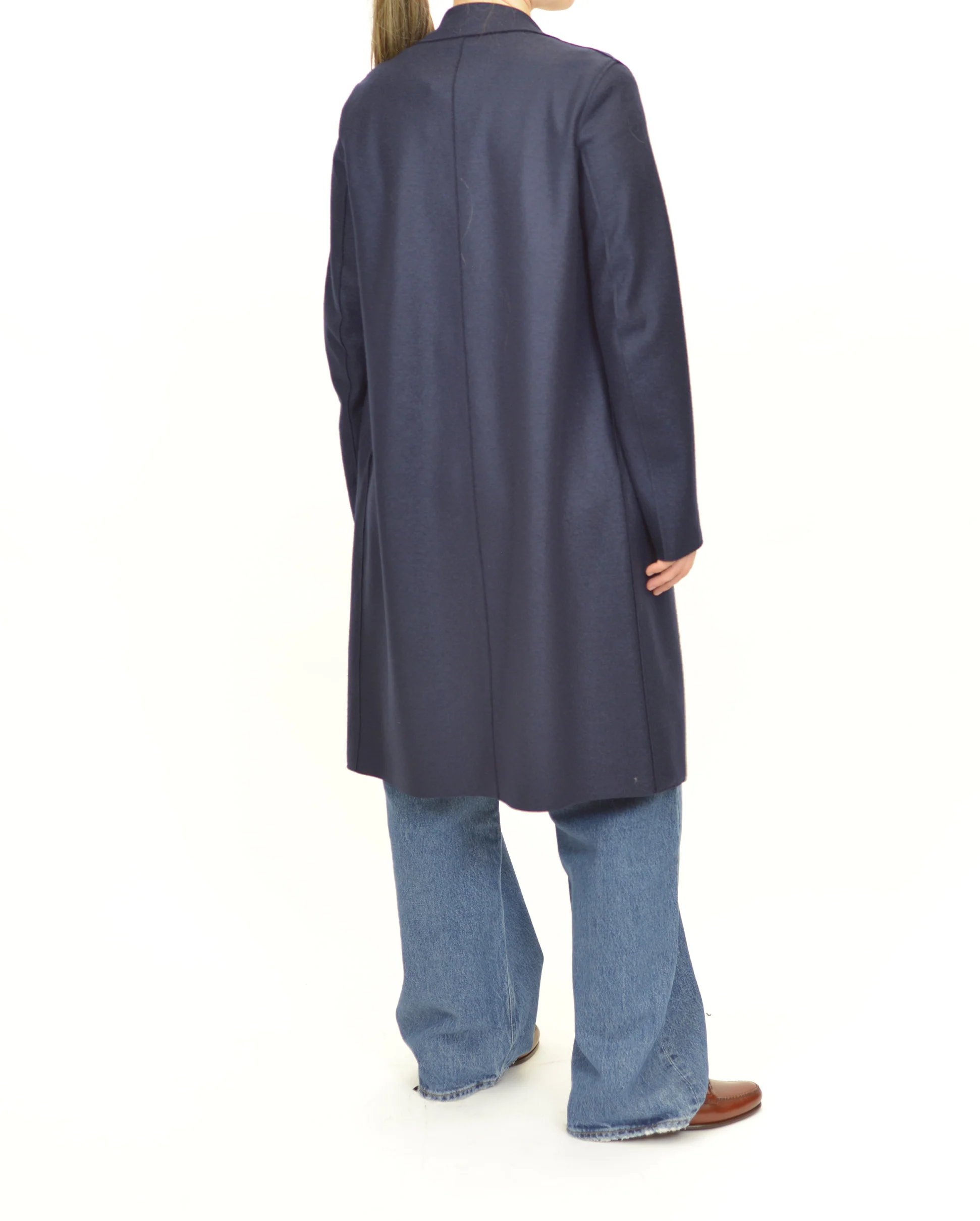 LIGHT PRESSED WOOL OVERCOAT / NAVY BLUE - Image 3